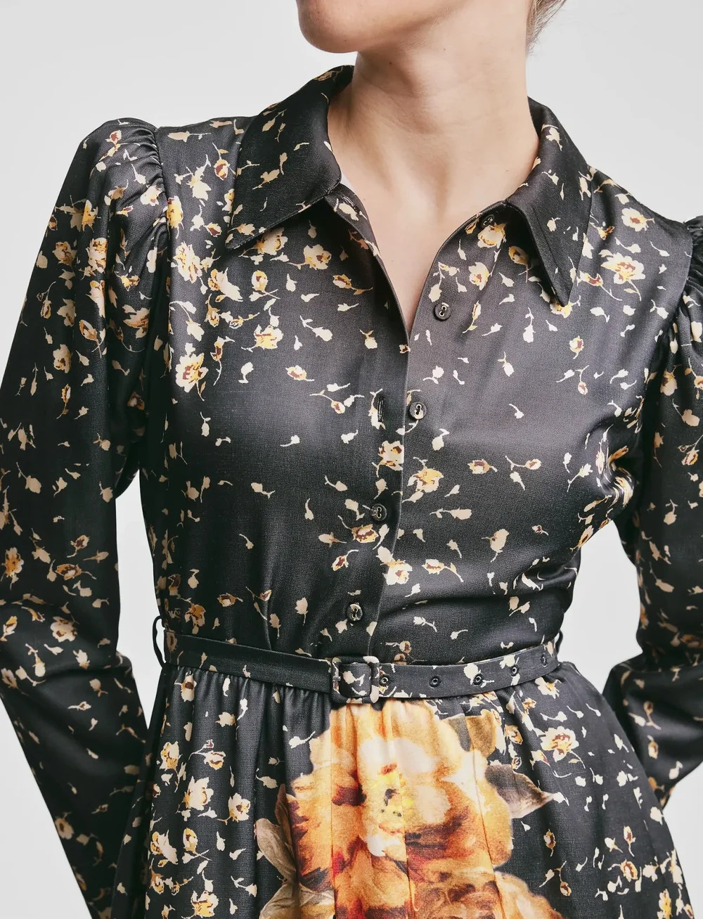 by Ti Mo - Tailored Satin Shirt Dress - skjortekjoler - 530 - black rose - 4