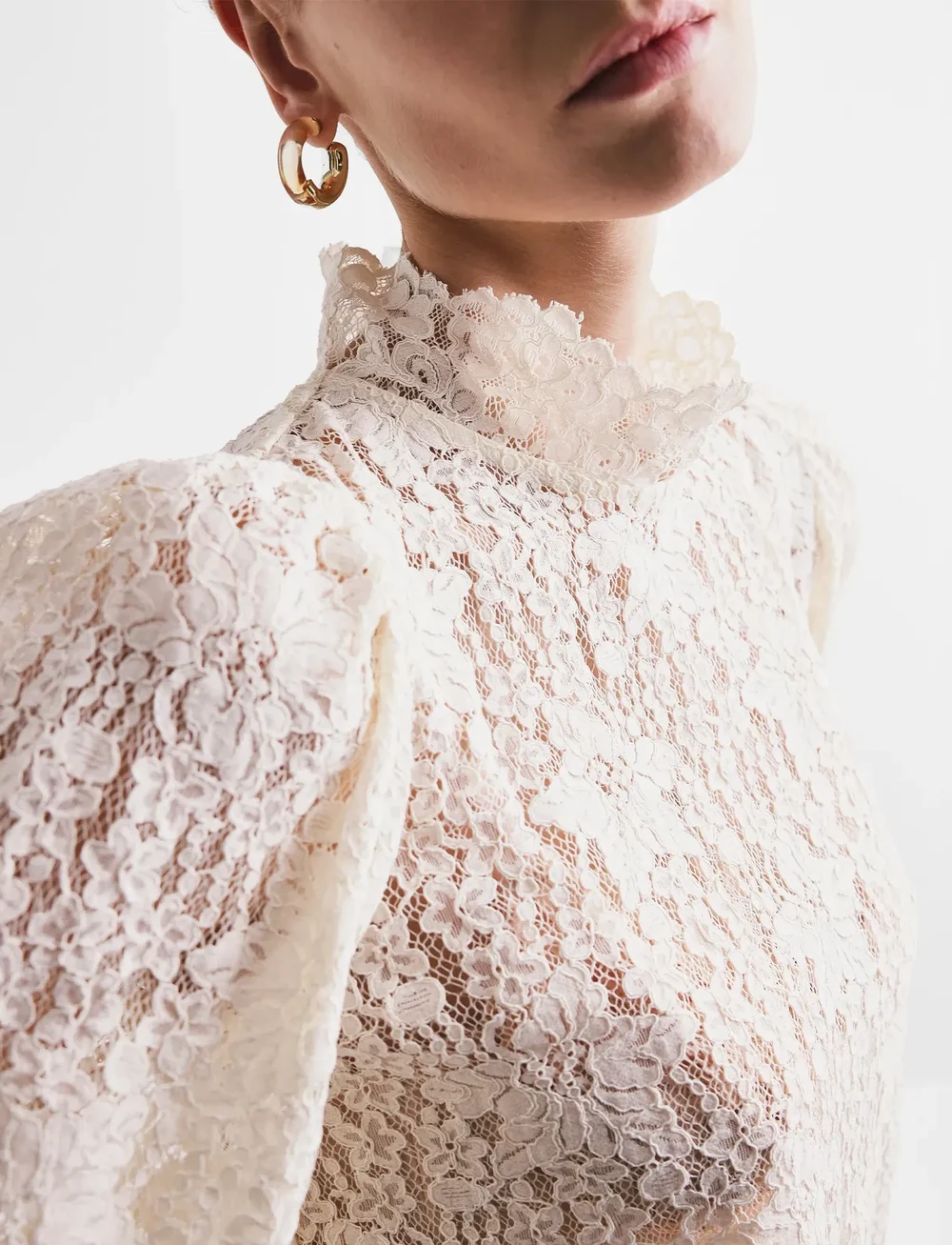 by Ti Mo - Lace Blouse - långärmade blusar - 002 - vintage white - 4