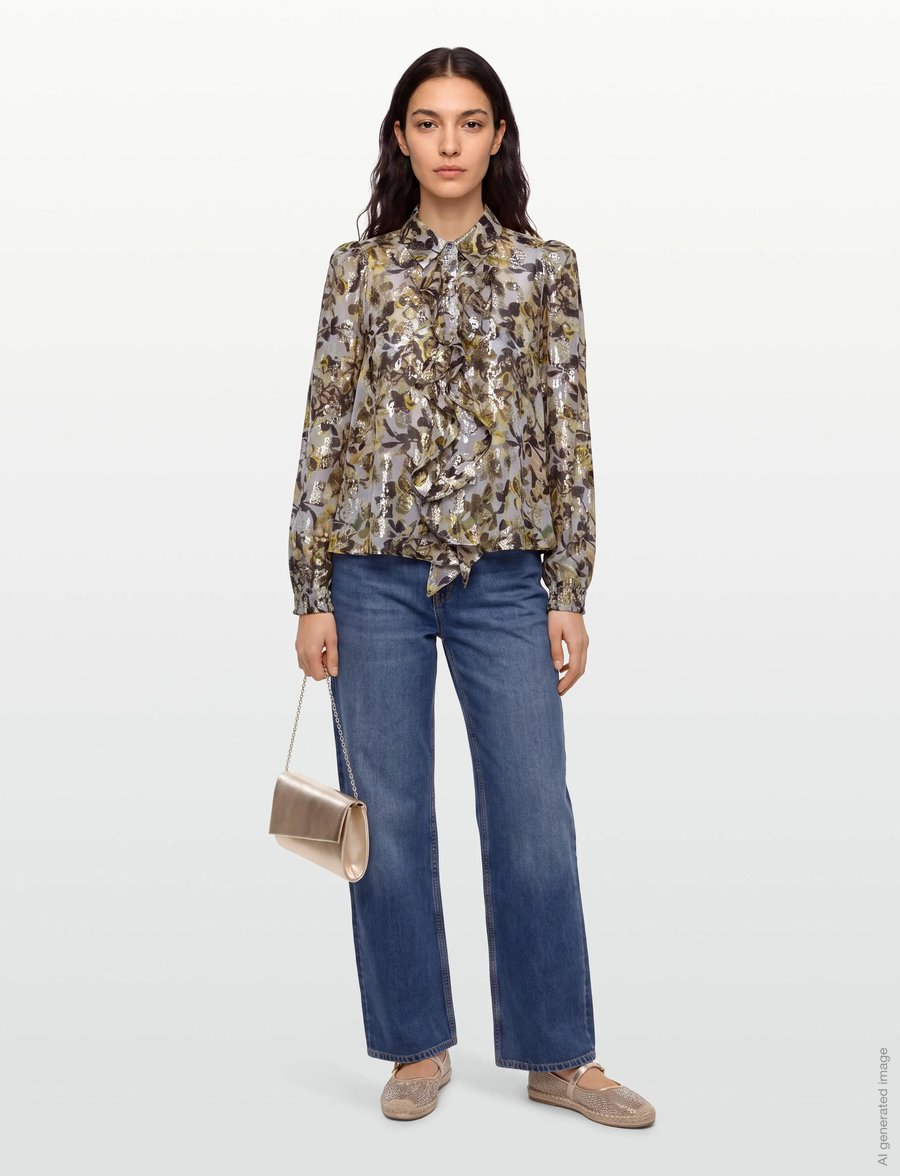 by Ti Mo - Georgette Blouse - pikkade varrukatega pluusid - 415 - october field - 0