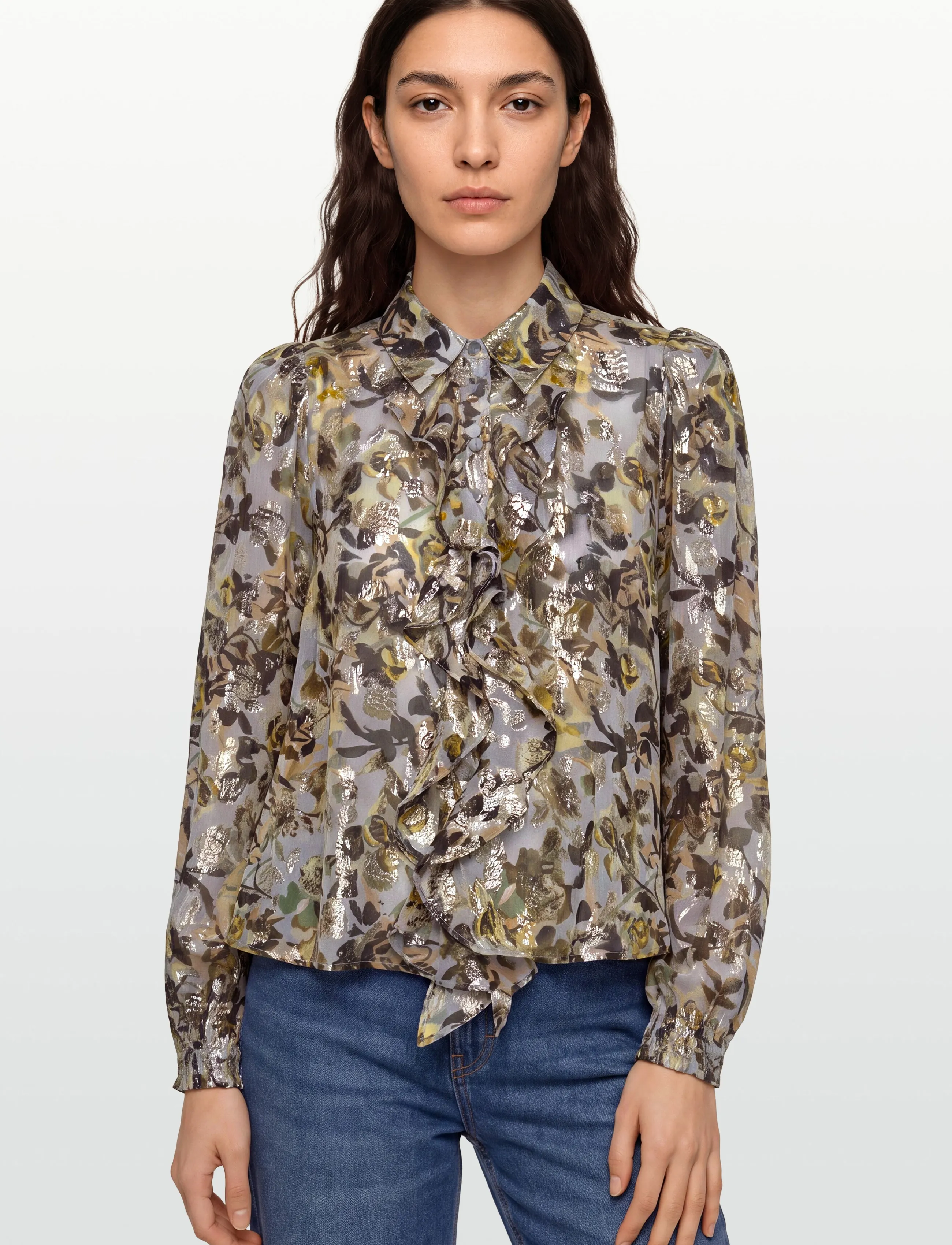 by Ti Mo - Georgette Blouse - langärmlige blusen - 415 - october field - 3