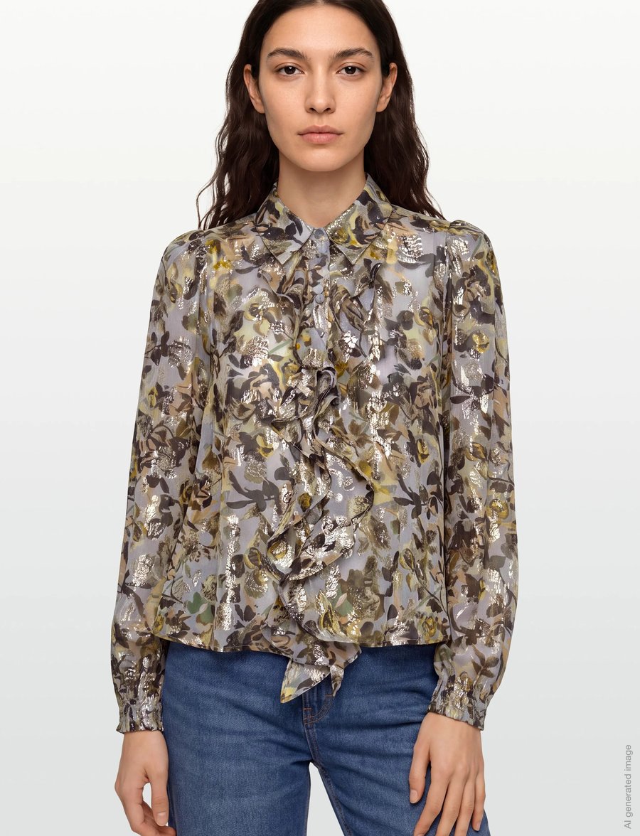 by Ti Mo - Georgette Blouse - pikkade varrukatega pluusid - 415 - october field - 3