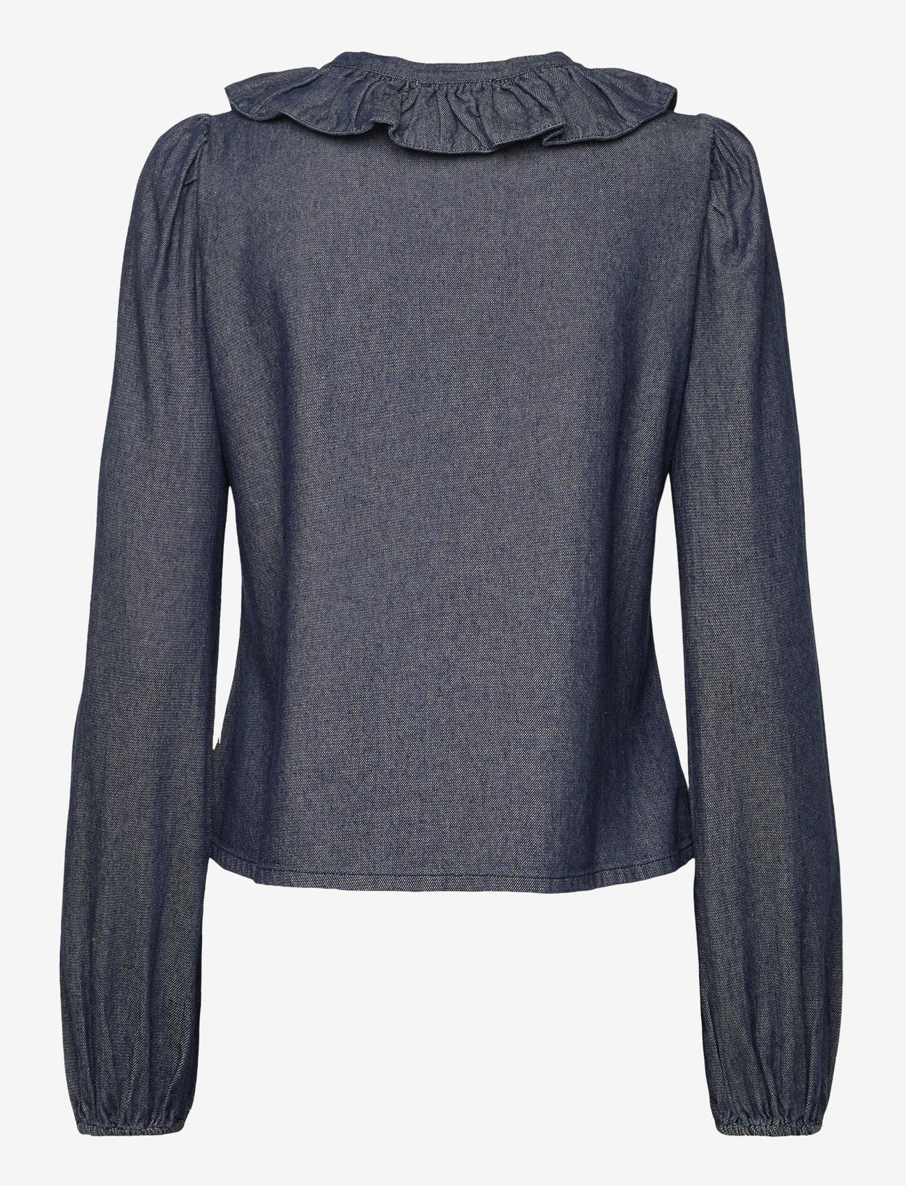 by Ti Mo - Denim Flounce Blouse - langärmlige blusen - 095 - dark blue - 2