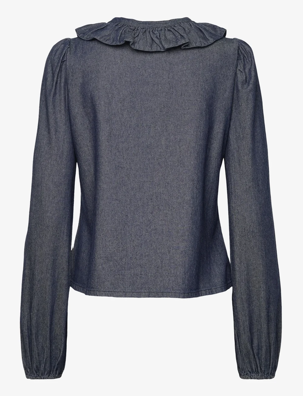 by Ti Mo - Denim Flounce Blouse - langärmlige blusen - 095 - dark blue - 2