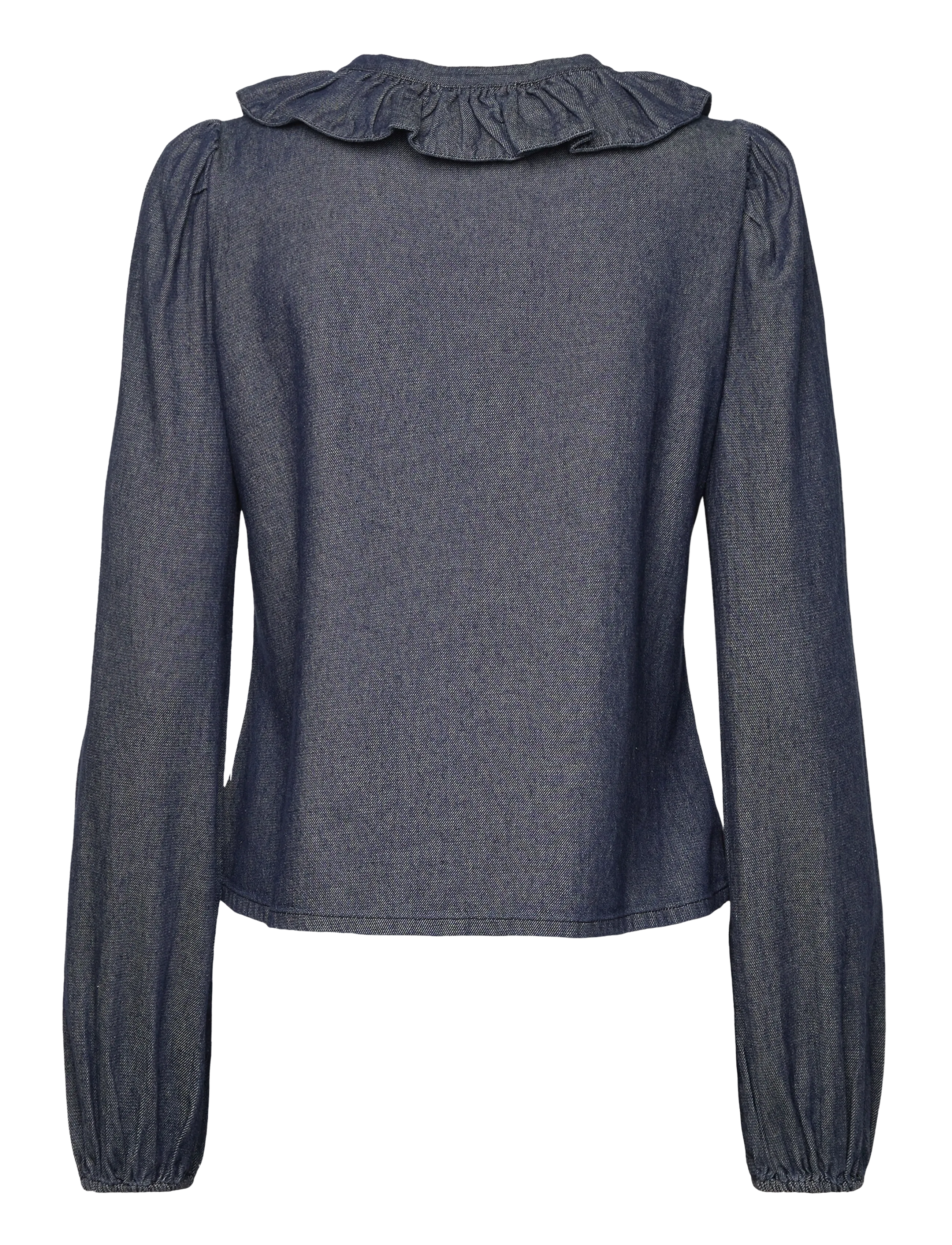 by Ti Mo - Denim Flounce Blouse - pikkade varrukatega pluusid - 095 - dark blue - 2