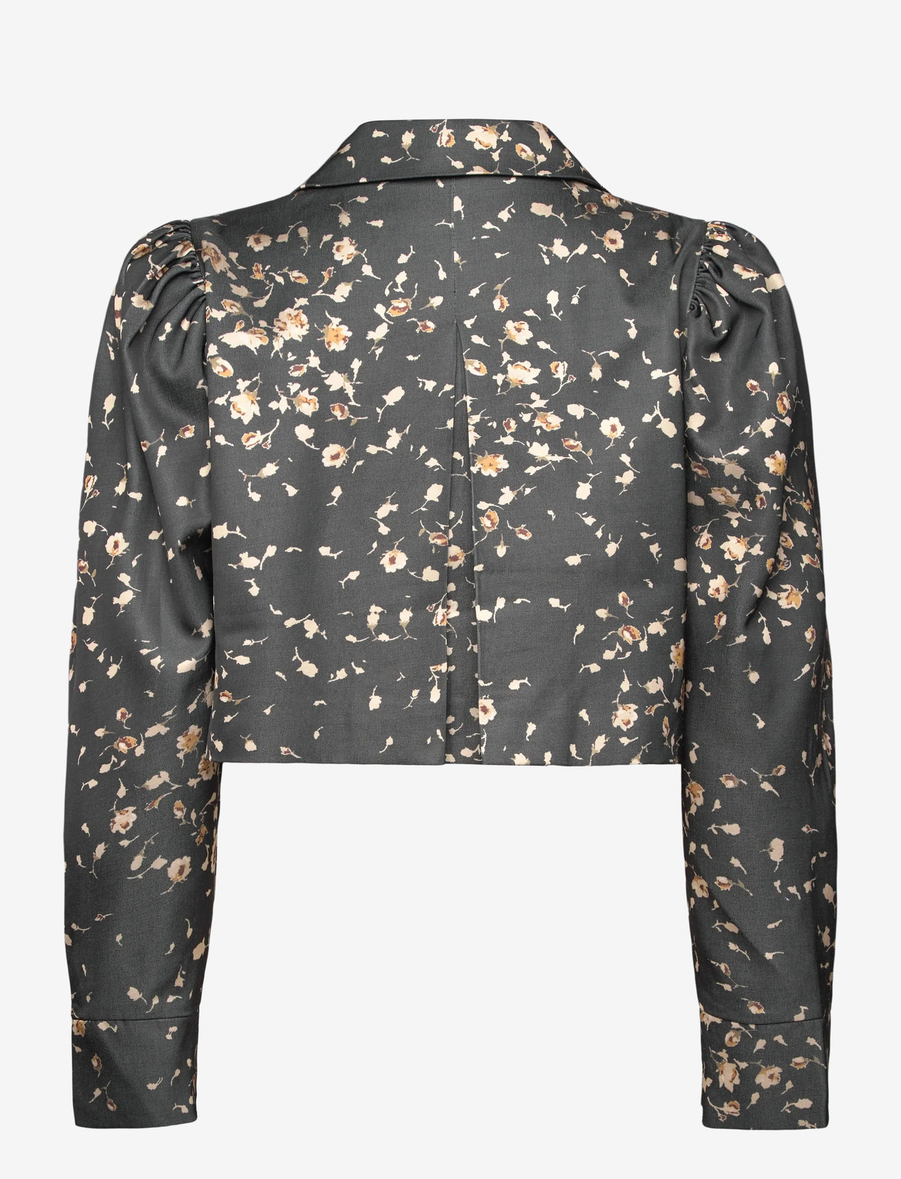 by Ti Mo - Tailored Satin Cropped Jacket - höstjackor - 534 - black roses - 2