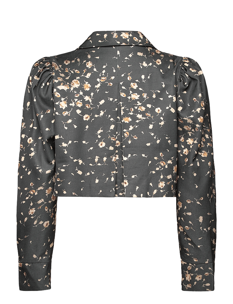 by Ti Mo - Tailored Satin Cropped Jacket - höstjackor - 534 - black roses - 2