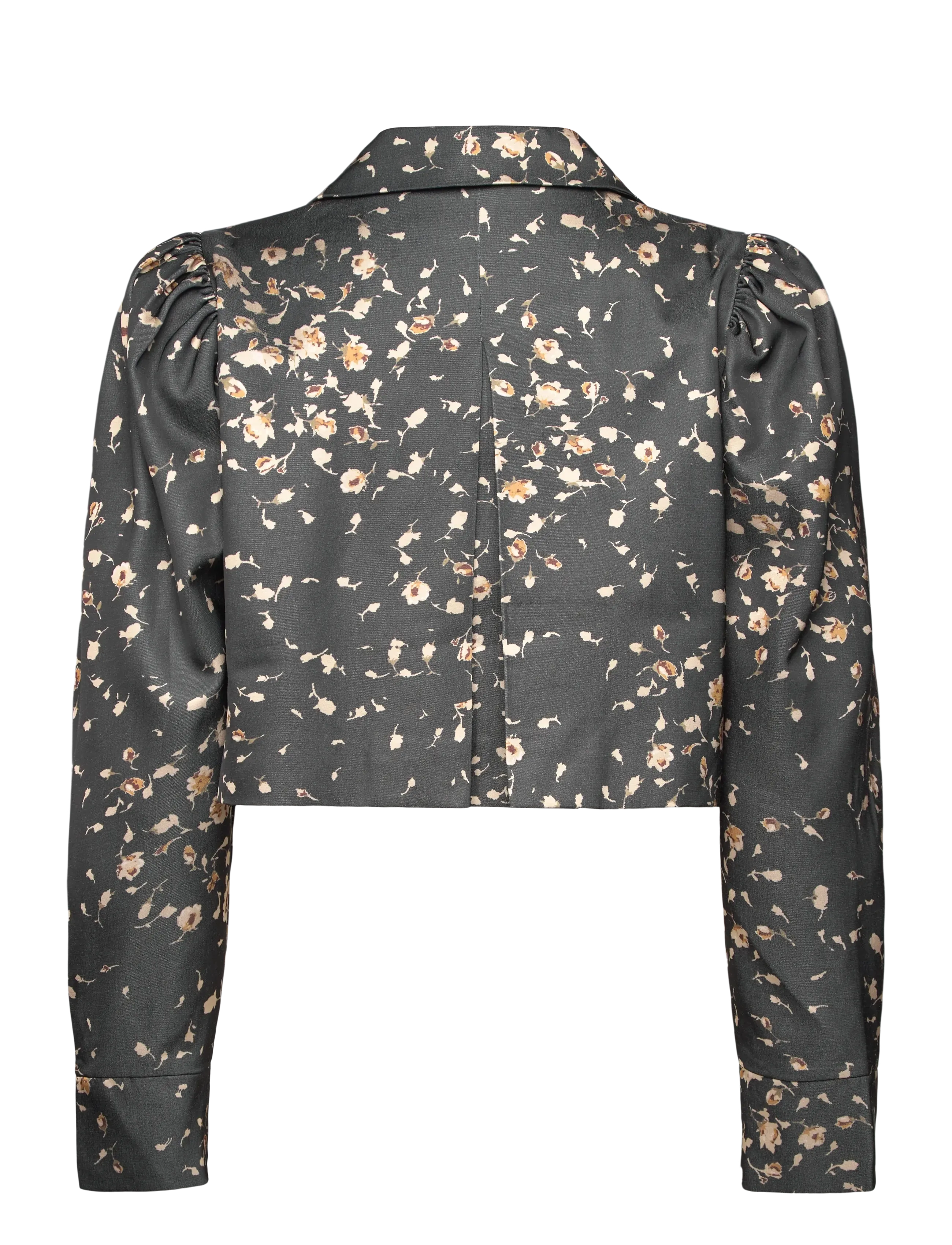 by Ti Mo - Tailored Satin Cropped Jacket - striukės ir švarkeliai - 534 - black roses - 2