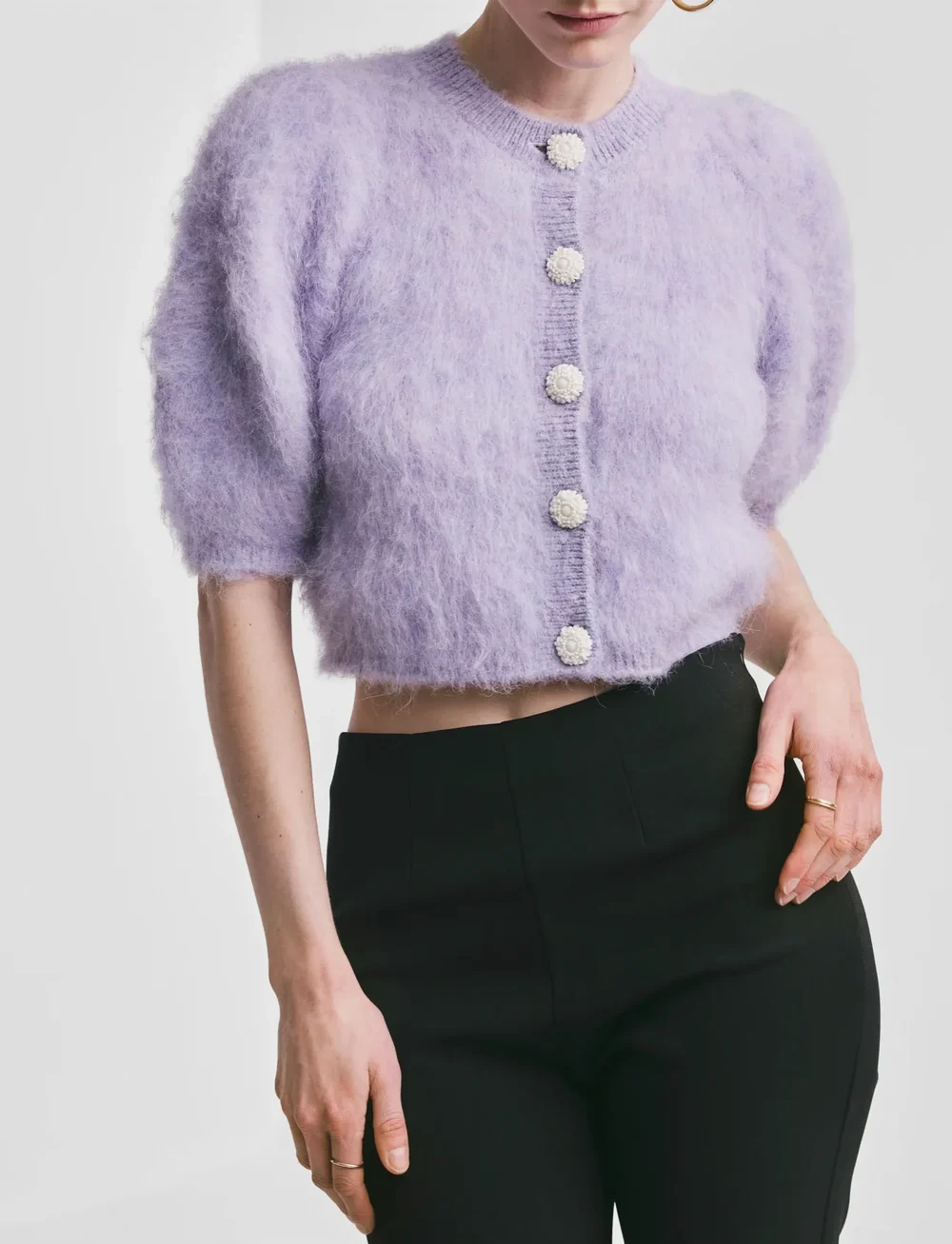by Ti Mo - Hairy Knit Puffed Jacket - cardigans - 056 - lilac - 0