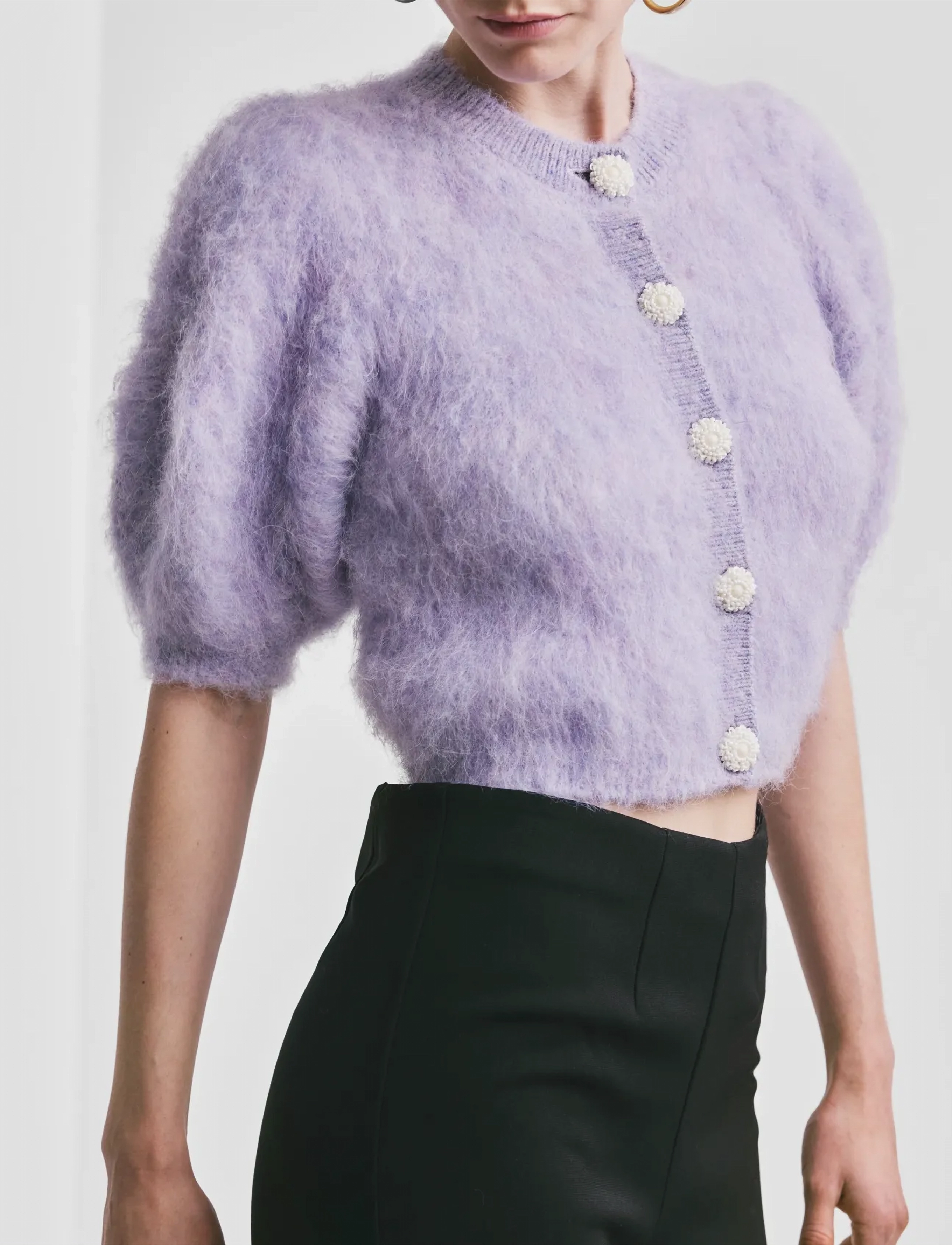 by Ti Mo - Hairy Knit Puffed Jacket - kardiganid - 056 - lilac - 3