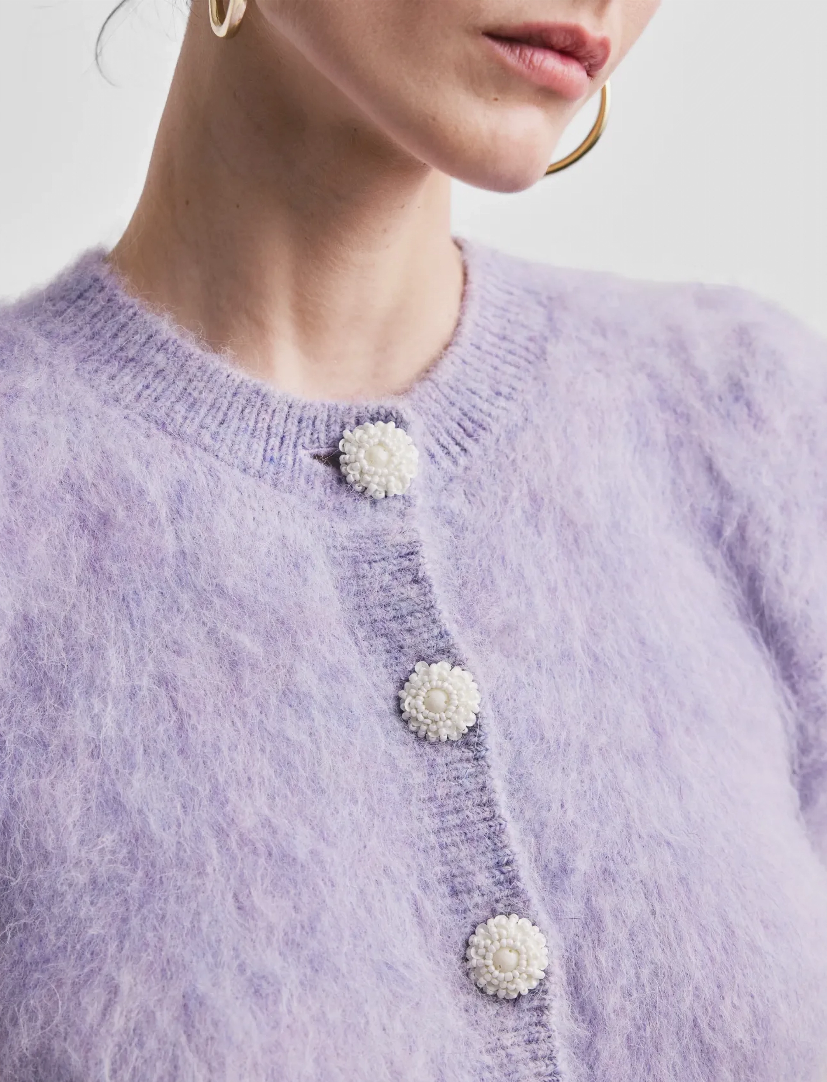 by Ti Mo - Hairy Knit Puffed Jacket - kardiganid - 056 - lilac - 5