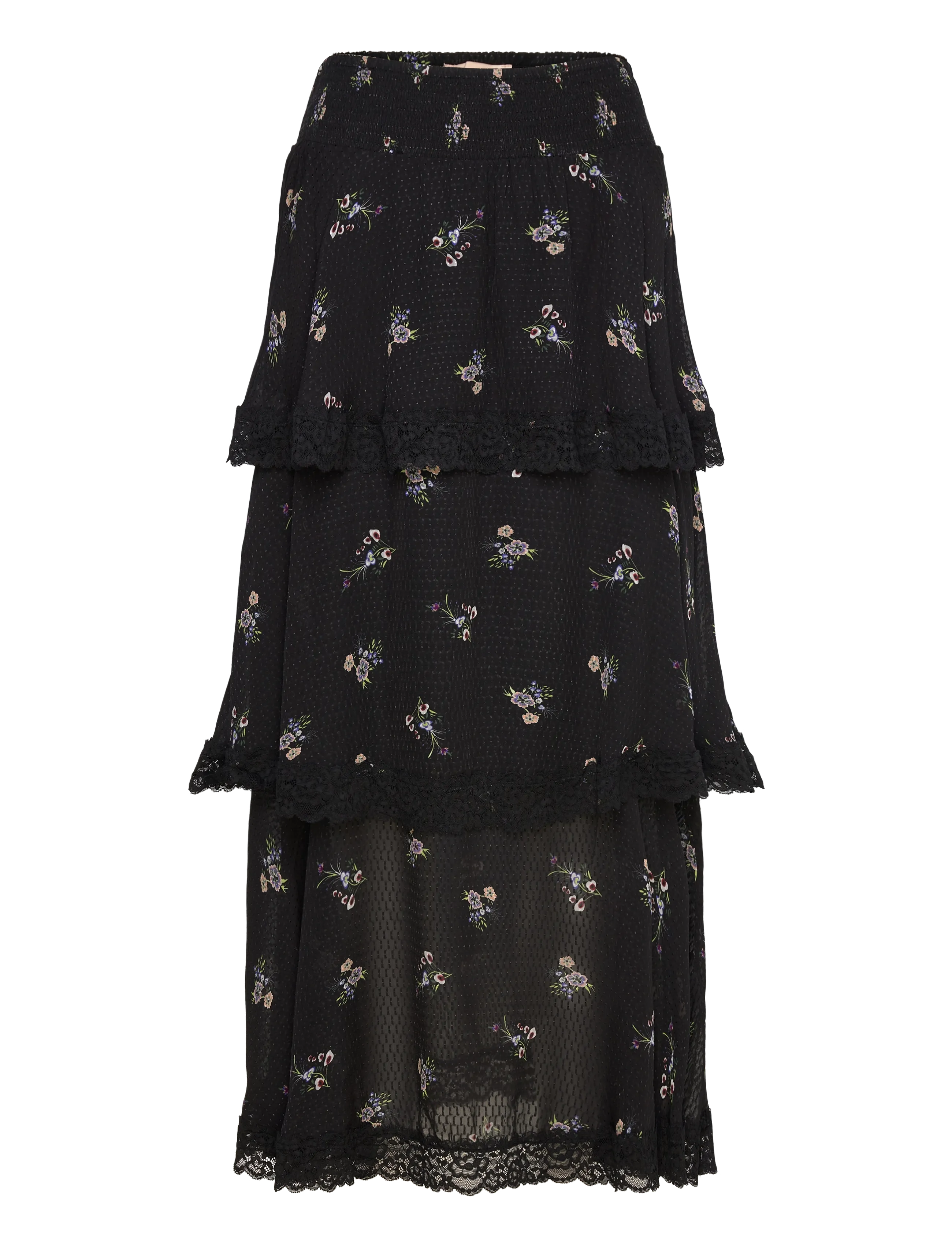 by Ti Mo Georgette Skirt - Tøj - 499 - FLOWER FIELD / black