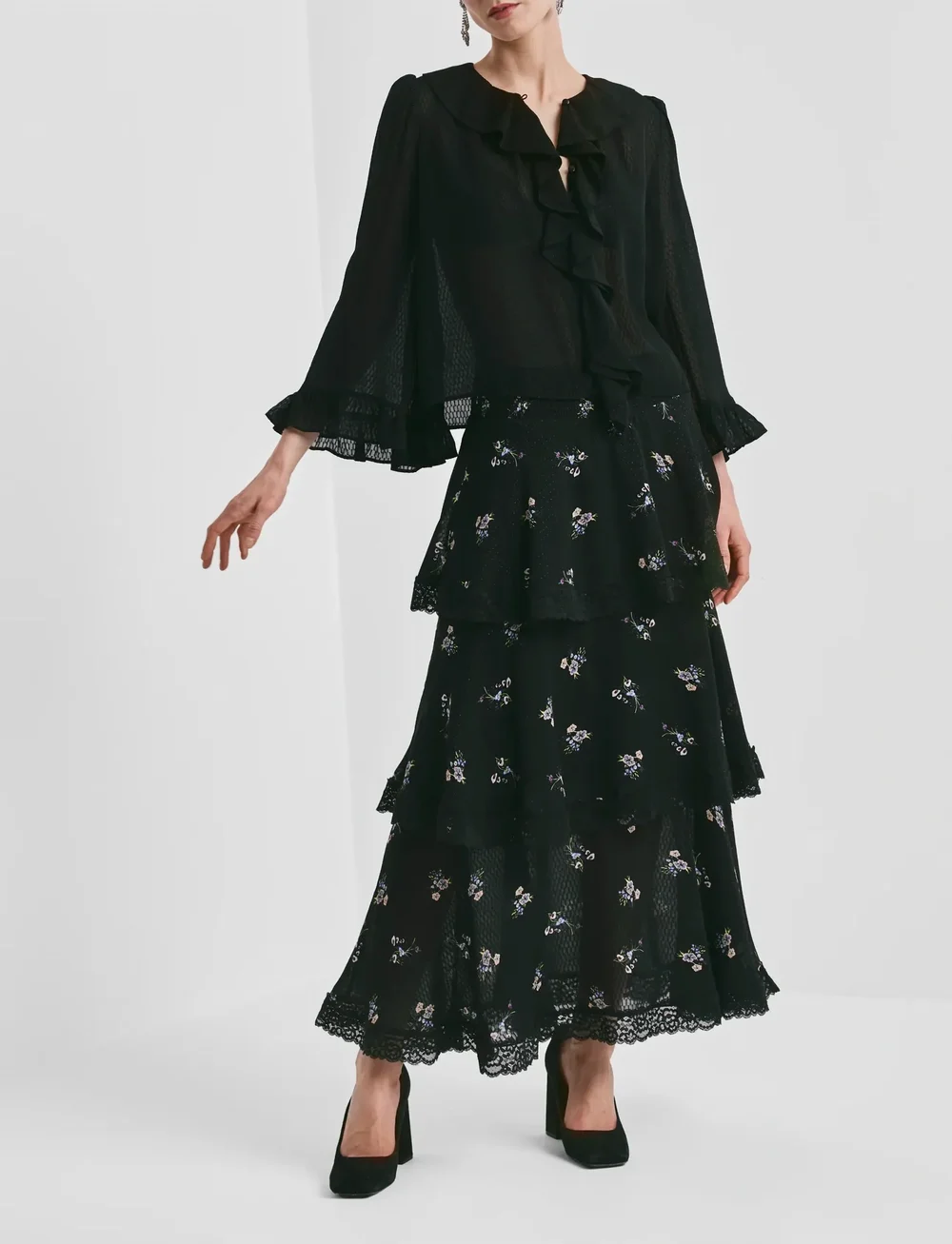 by Ti Mo - Georgette Skirt - maxi röcke - 499 - flower field - 3