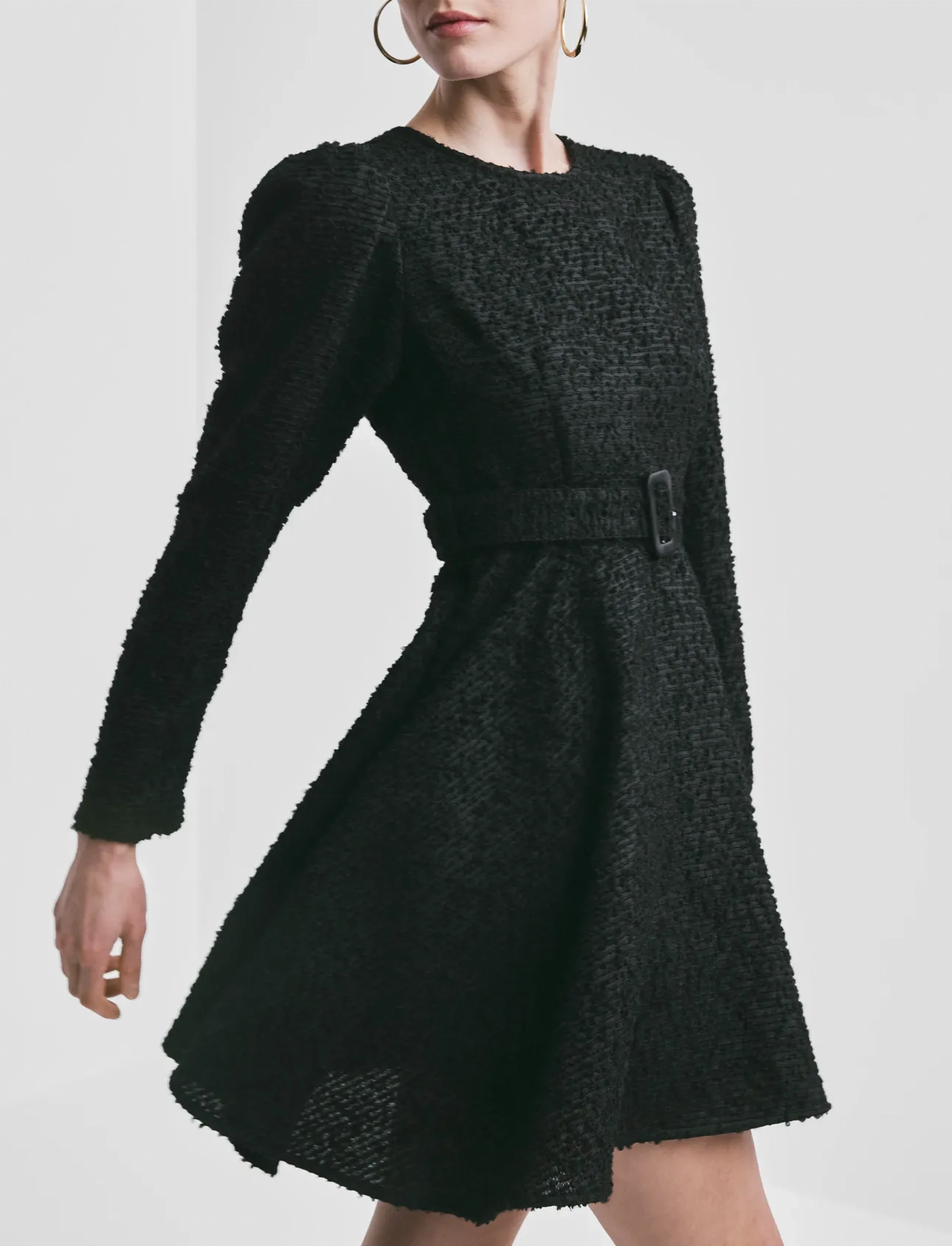 by Ti Mo - Bouclé Belt Dress - aftonklänningar - 099 - black - 3