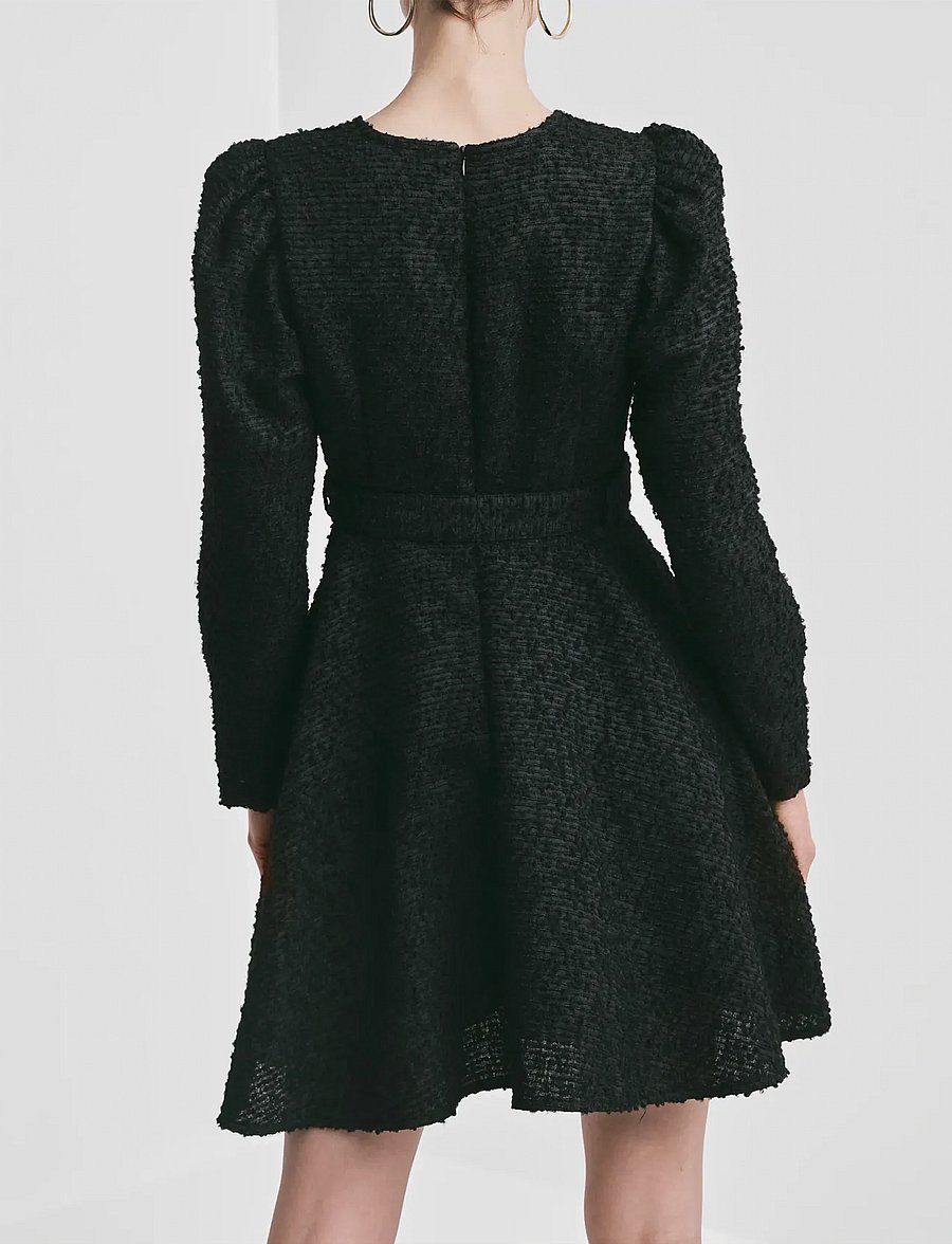 by Ti Mo - Bouclé Belt Dress - aftonklänningar - 099 - black - 5