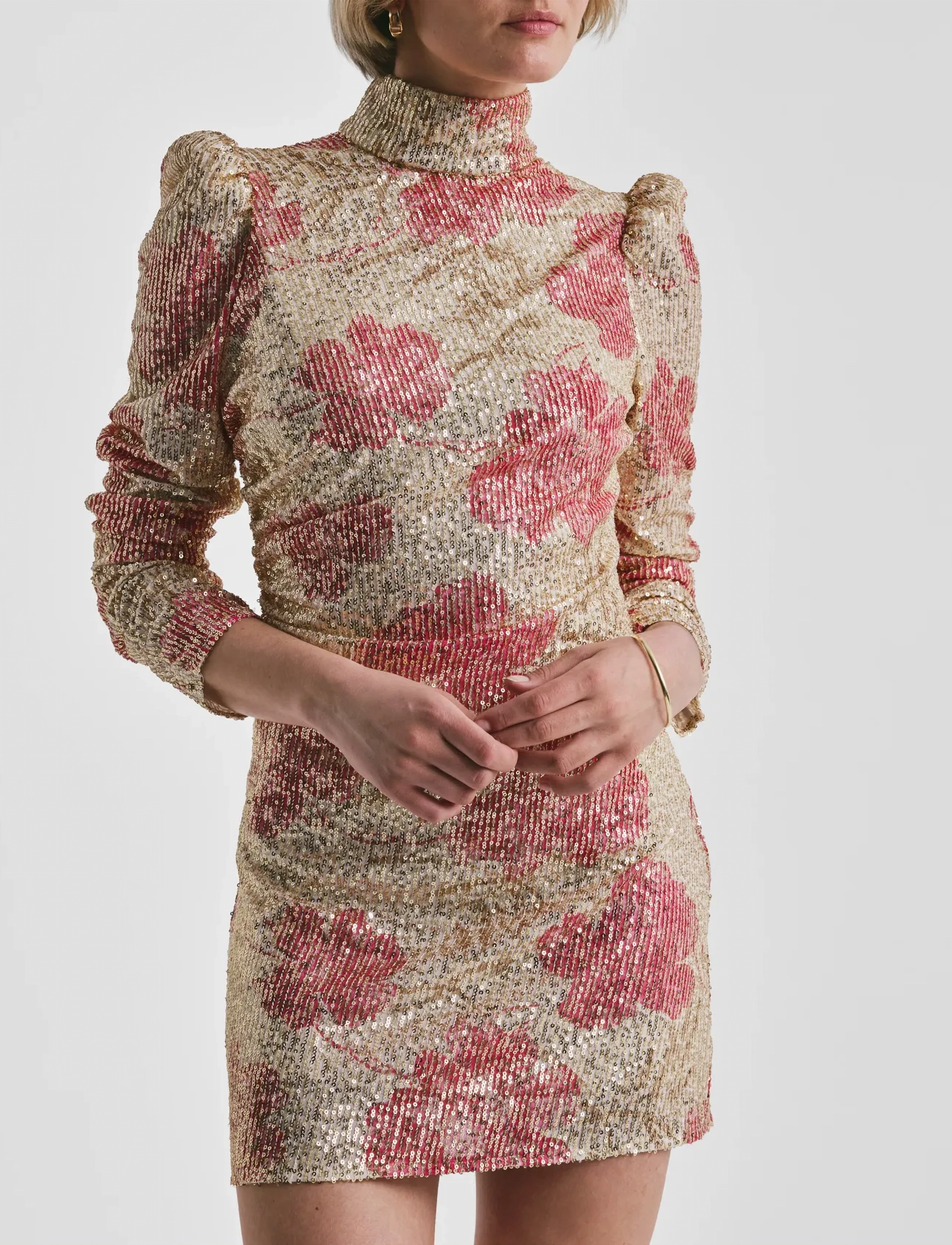 by Ti Mo Sequins Rouching Dress, S, Designer, Rosa - Short Frauen
