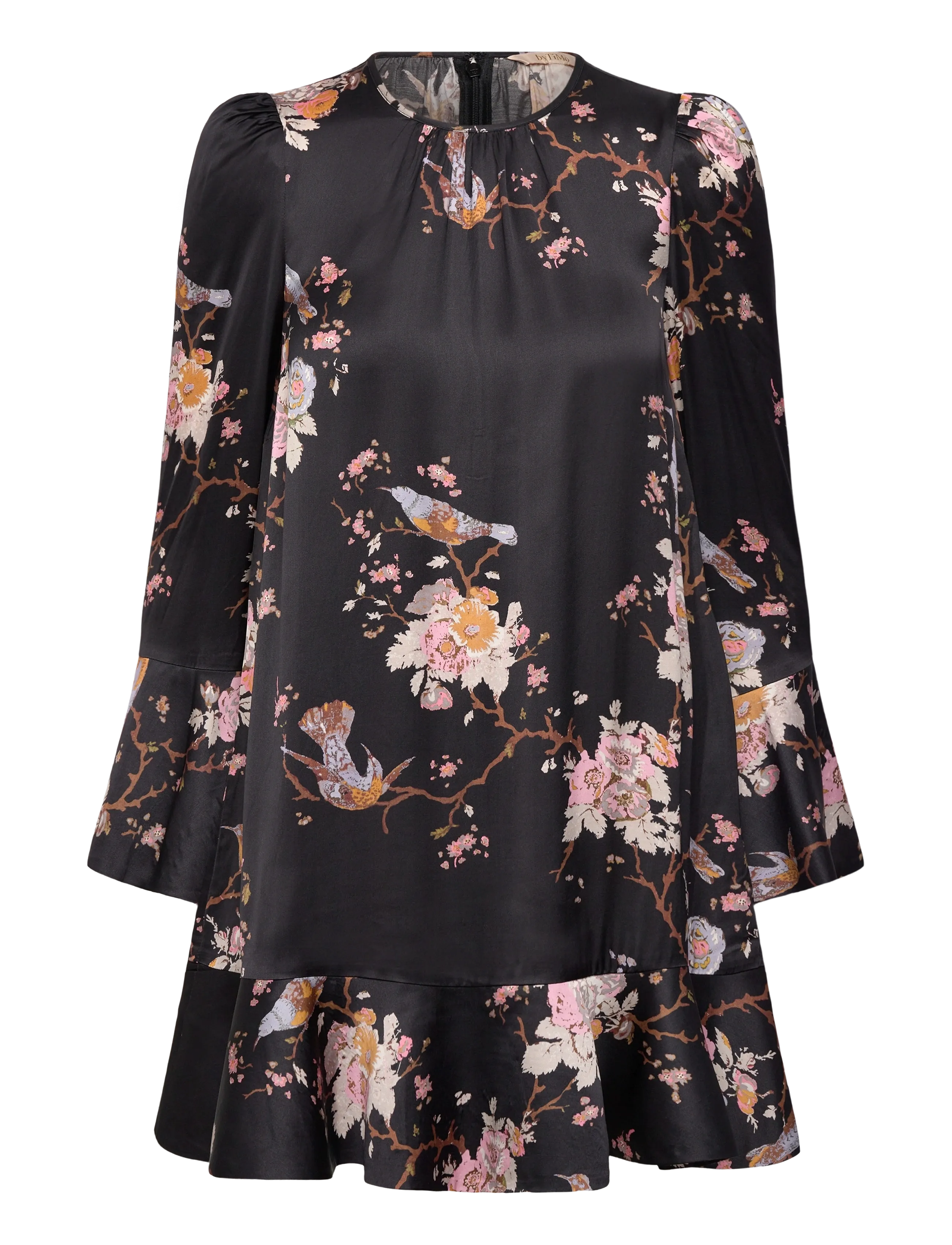by Ti Mo Satin Shift Dress - Kleider - 515 - MIDNIGHT BIRDS / black
