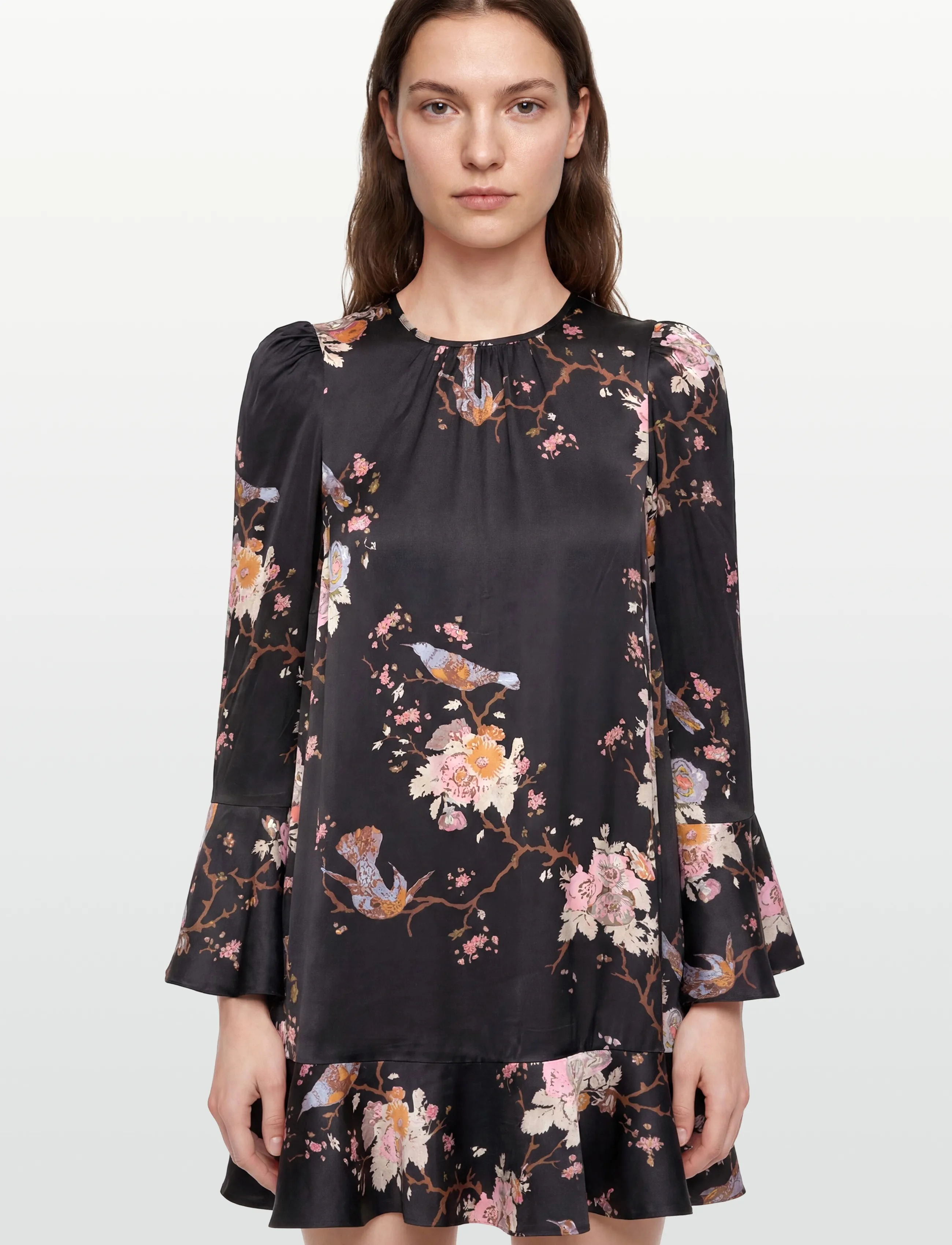 by Ti Mo - Satin Shift Dress - festkjoler - 515 - midnight birds - 3