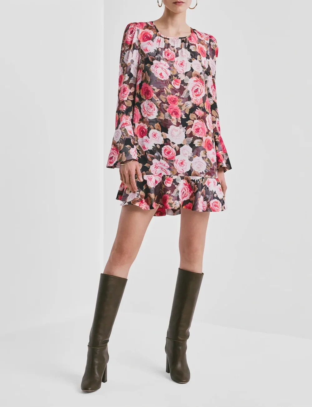 by Ti Mo - Satin Shift Dress - partykleider - 549 - midnight roses - 0