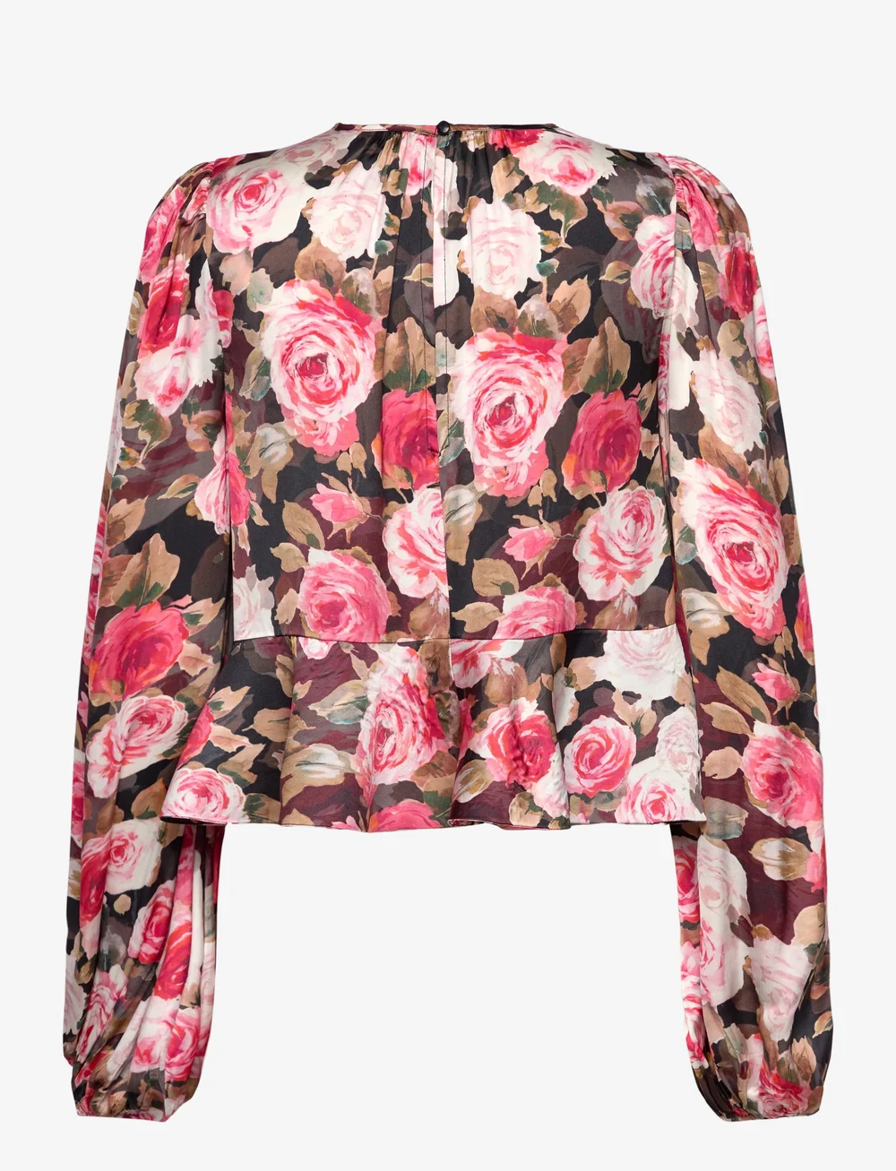 by Ti Mo - Satin Flounce Top - langärmlige blusen - 549 - midnight roses - 1