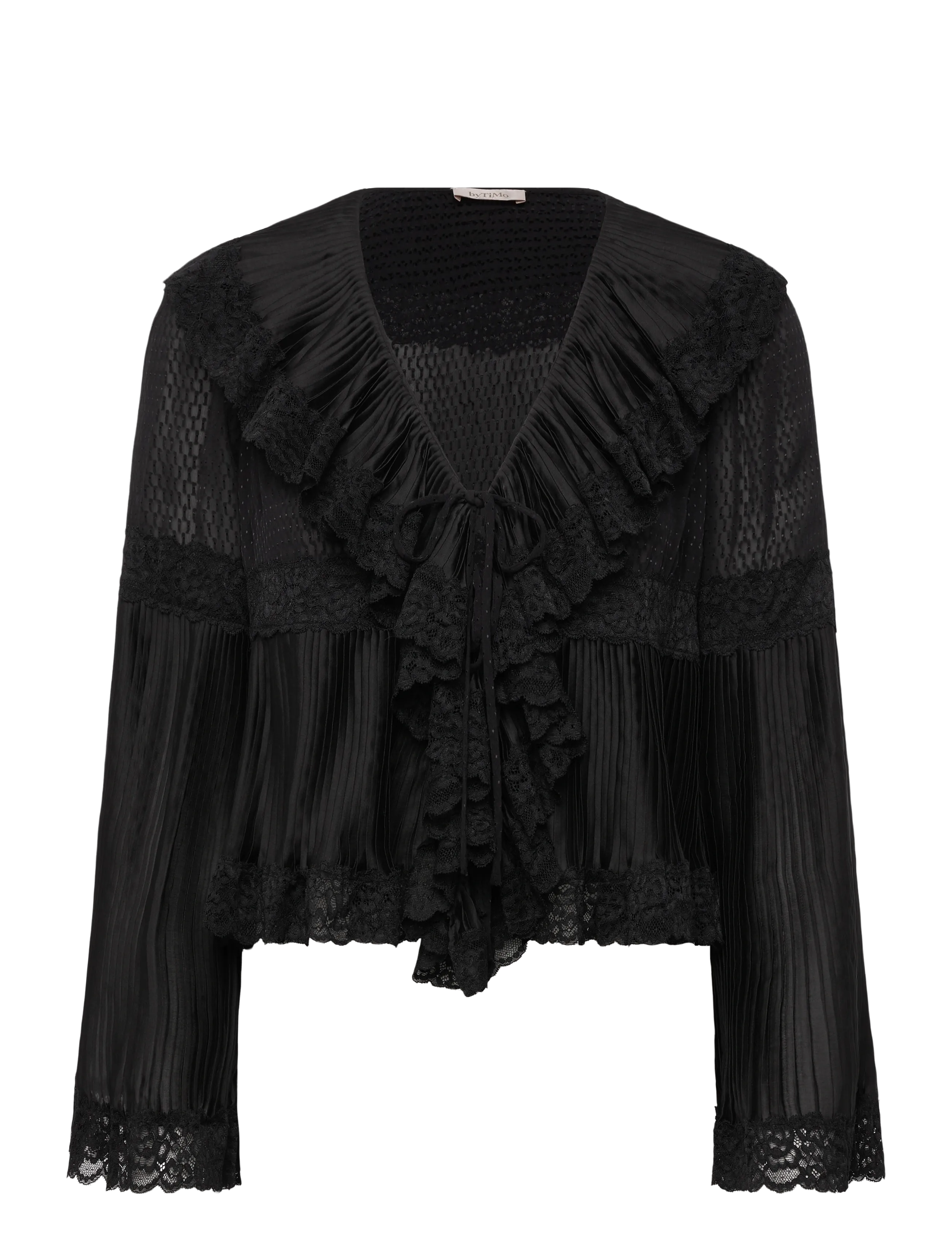 by Ti Mo Georgette Plissé Top - Bluser - 099 - BLACK / black