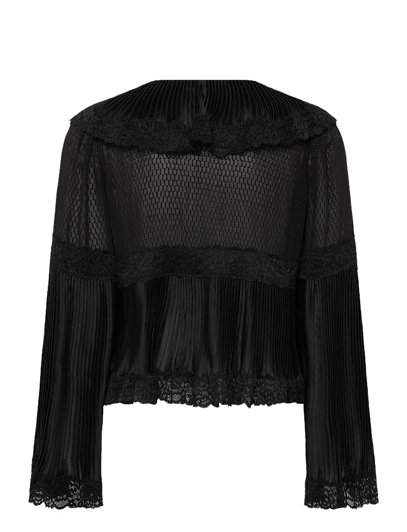 by Ti Mo - Georgette Plissé Top - långärmade blusar - 099 - black - 2