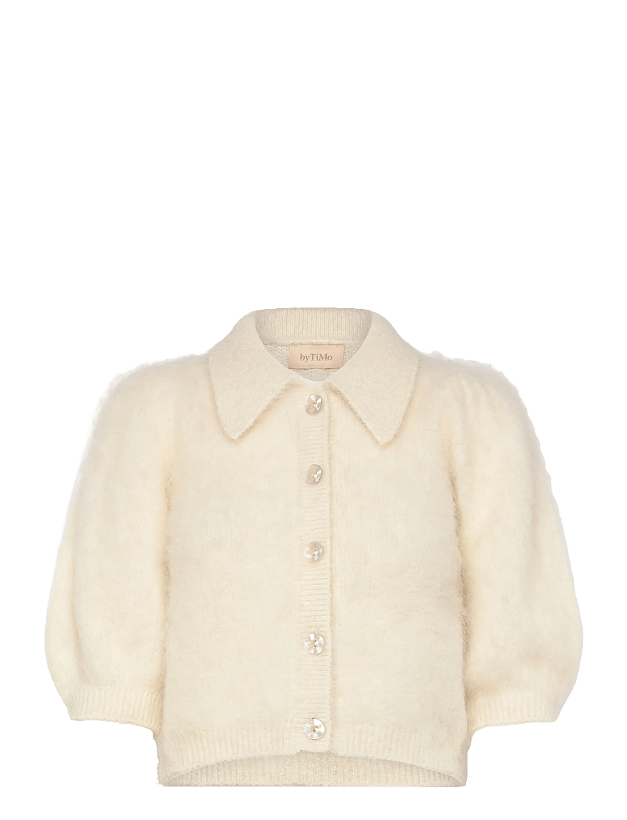 by Ti Mo - Hairy Knit Puffed Jacket - cardigans - 003 - off white - 1