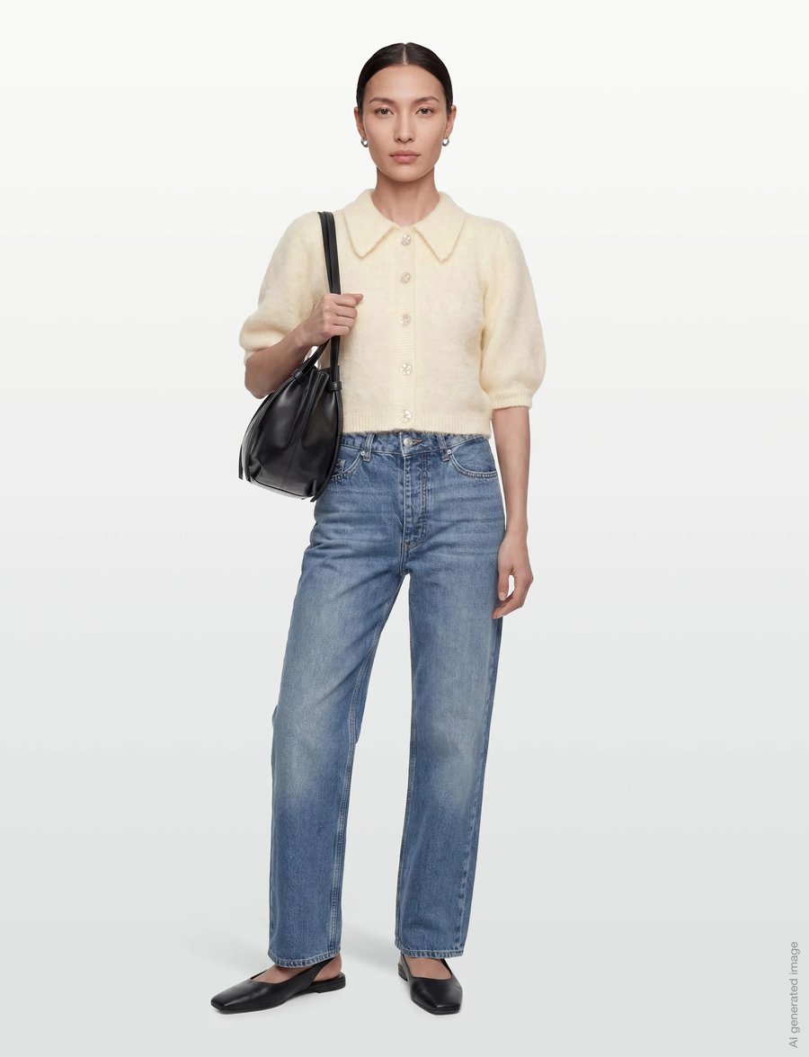by Ti Mo - Hairy Knit Puffed Jacket - cardigans - 003 - off white - 0