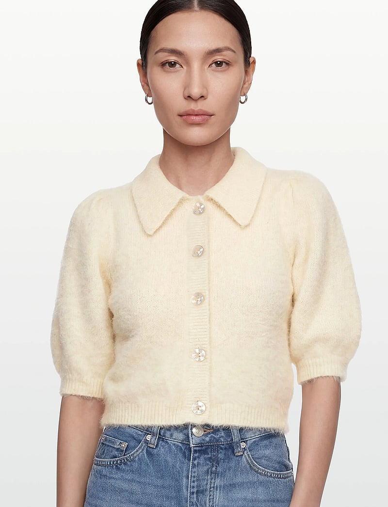 by Ti Mo - Hairy Knit Puffed Jacket - cardigans - 003 - off white - 3