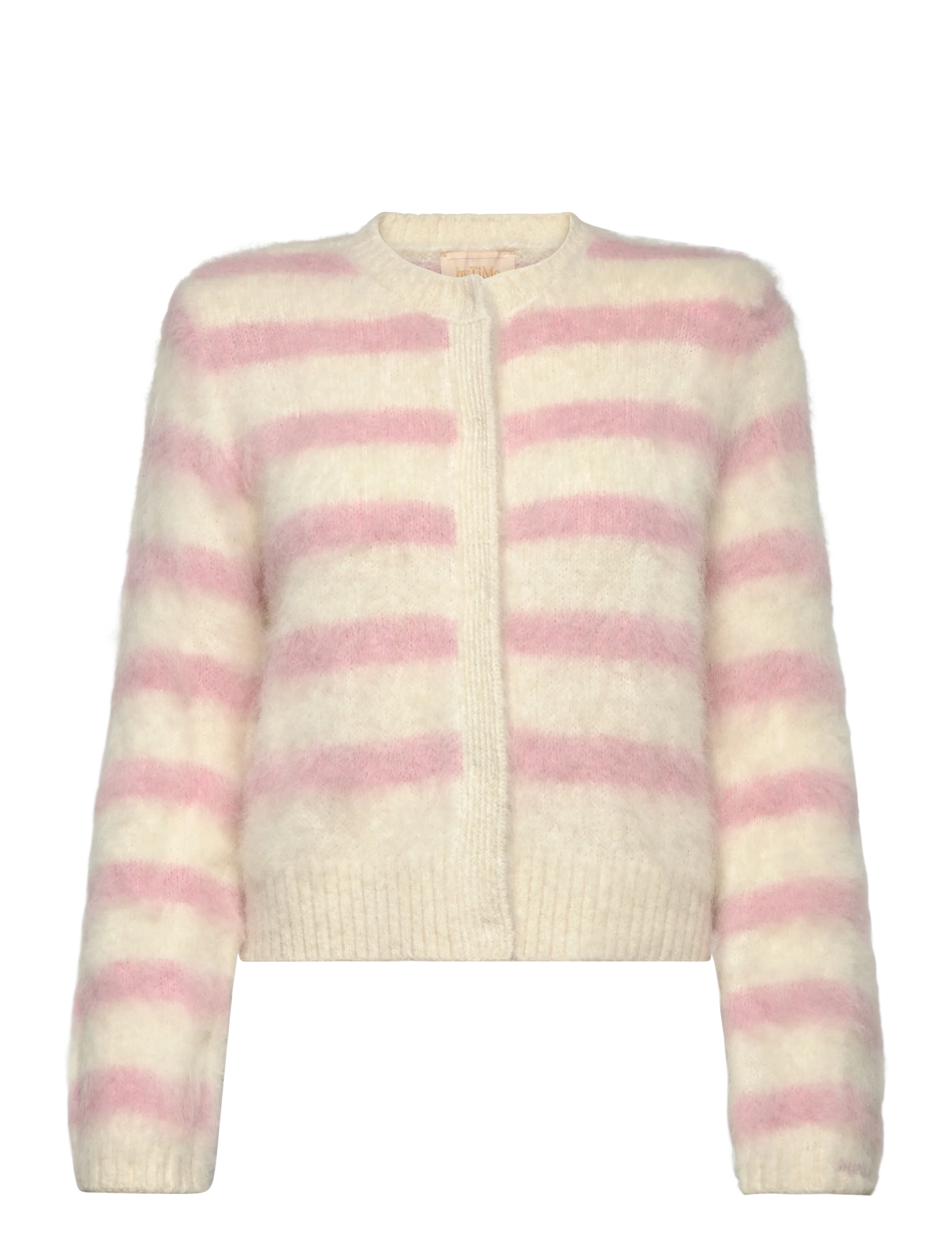 by Ti Mo Hairy Knit Jacket - Transitional Layering - 815 - PINK STRIPE / pink/rose