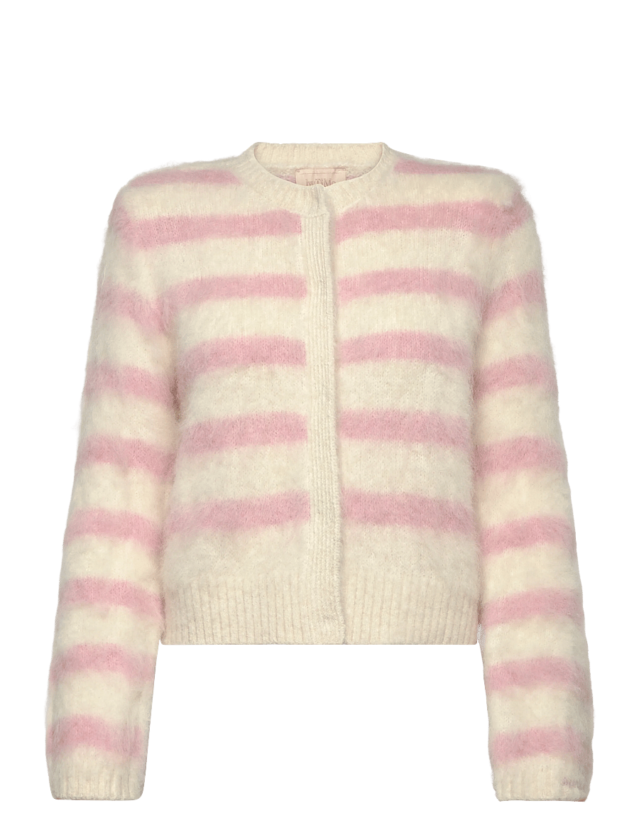 by Ti Mo - Hairy Knit Jacket - ulljackor - 815 - pink stripe - 0