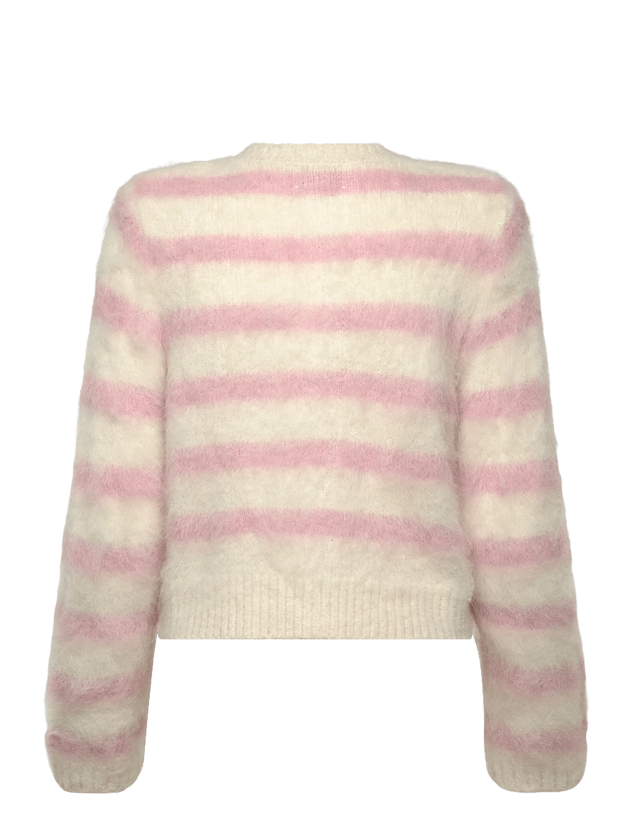 by Ti Mo - Hairy Knit Jacket - ulljackor - 815 - pink stripe - 1