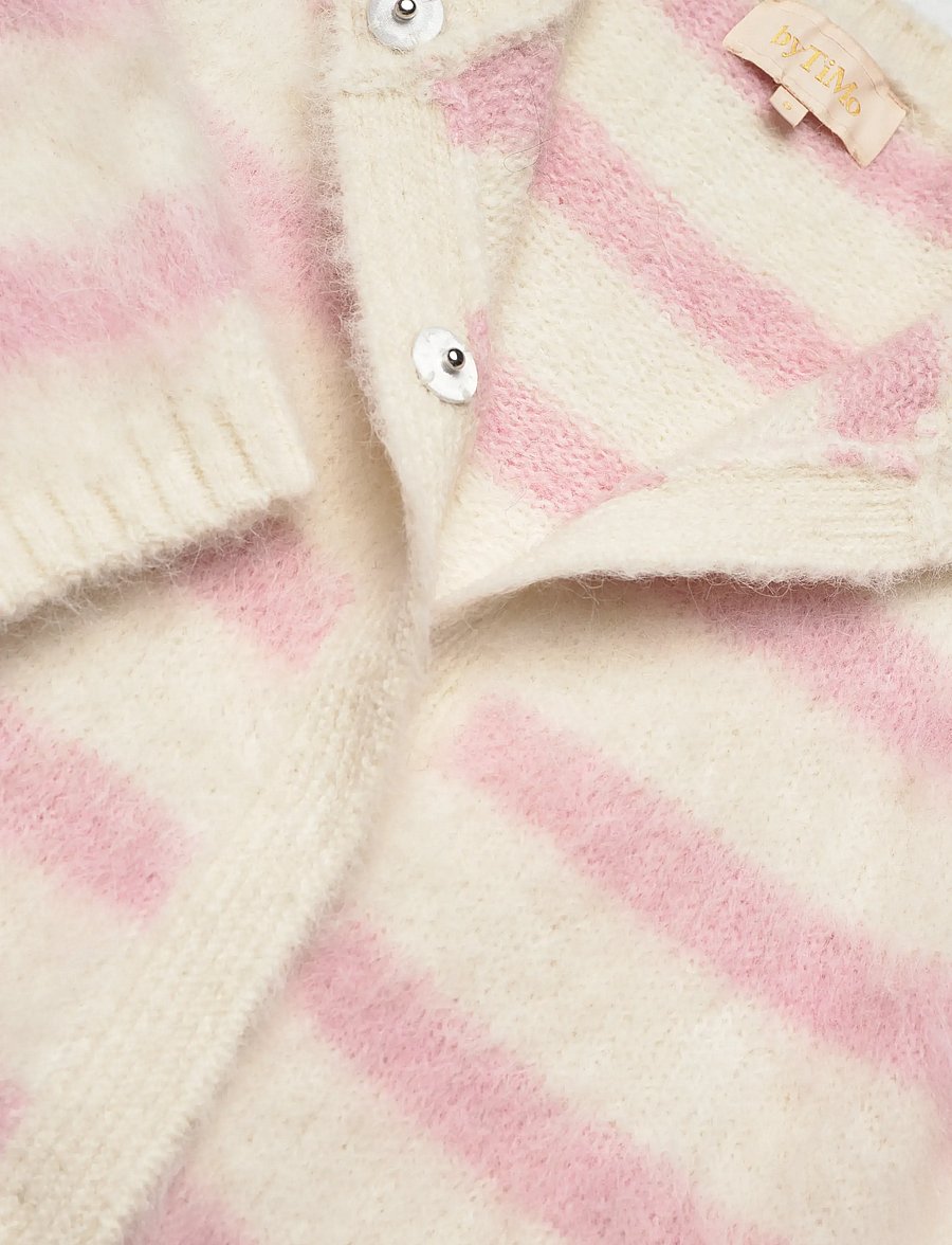 by Ti Mo - Hairy Knit Jacket - ulljackor - 815 - pink stripe - 2