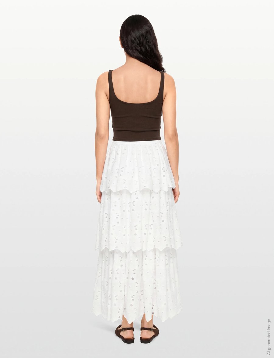 by Ti Mo - Broderie Anglaise Skirt - maxi röcke - 001 - white - 4