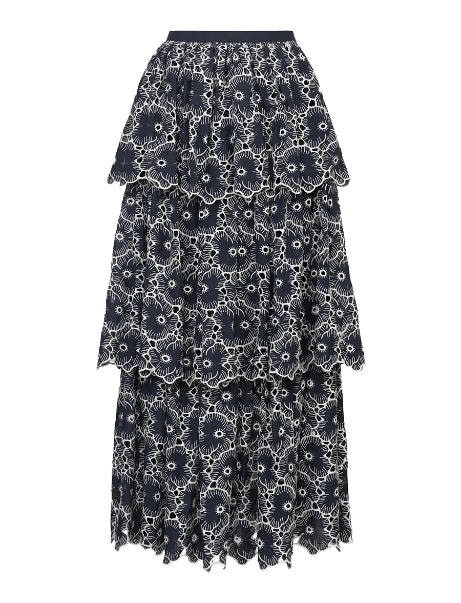 by Ti Mo - Broderie Anglaise Skirt - maxi röcke - 070 - marine - 1