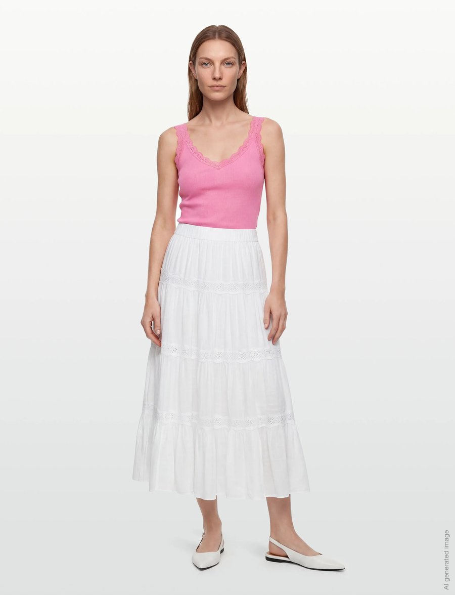 by Ti Mo - Cotton Slub Skirt - maxi röcke - 001 - white - 0