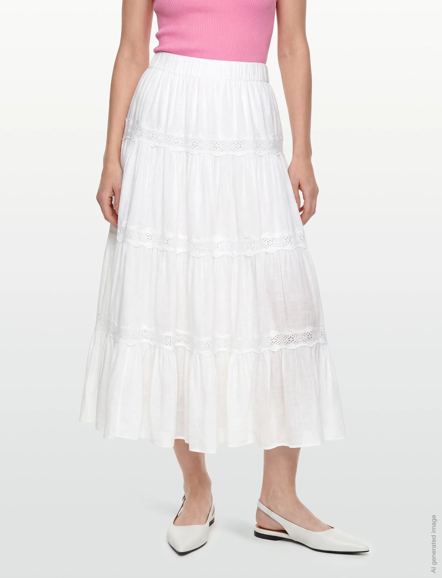 by Ti Mo - Cotton Slub Skirt - maxi röcke - 001 - white - 3
