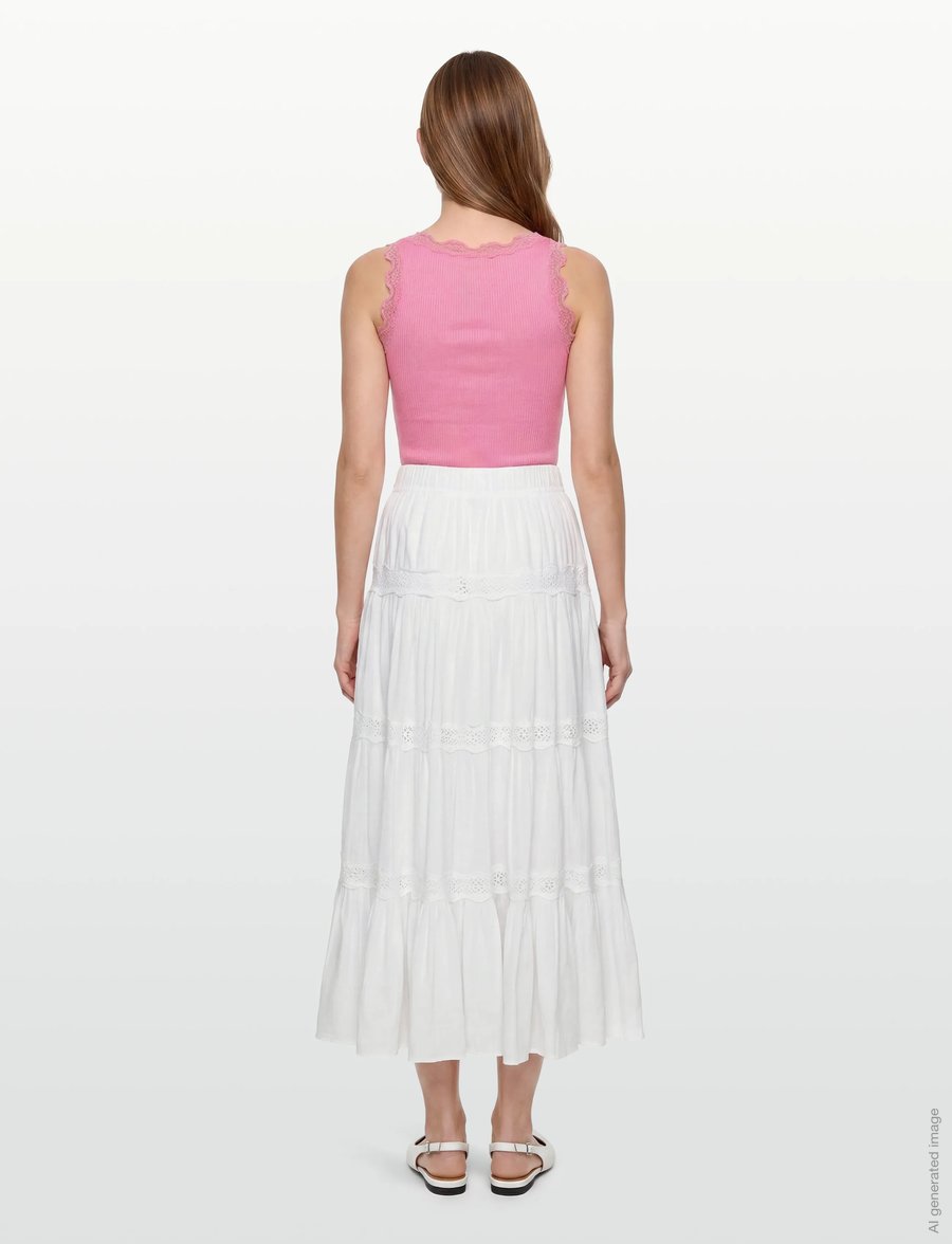 by Ti Mo - Cotton Slub Skirt - maxi röcke - 001 - white - 4