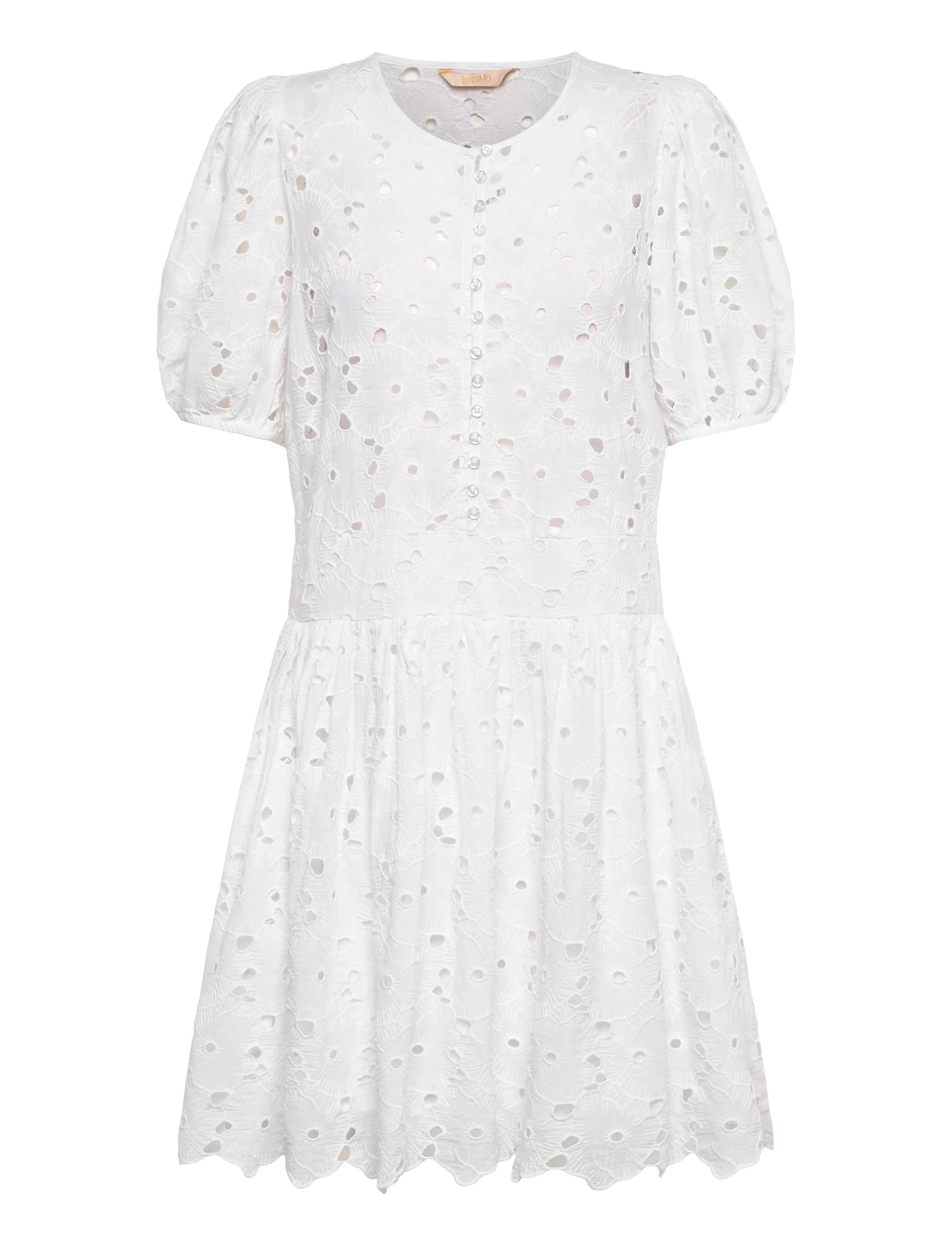 by Ti Mo Broderie Anglaise Puffed Dress - Kleitas - 1-WHITE / white