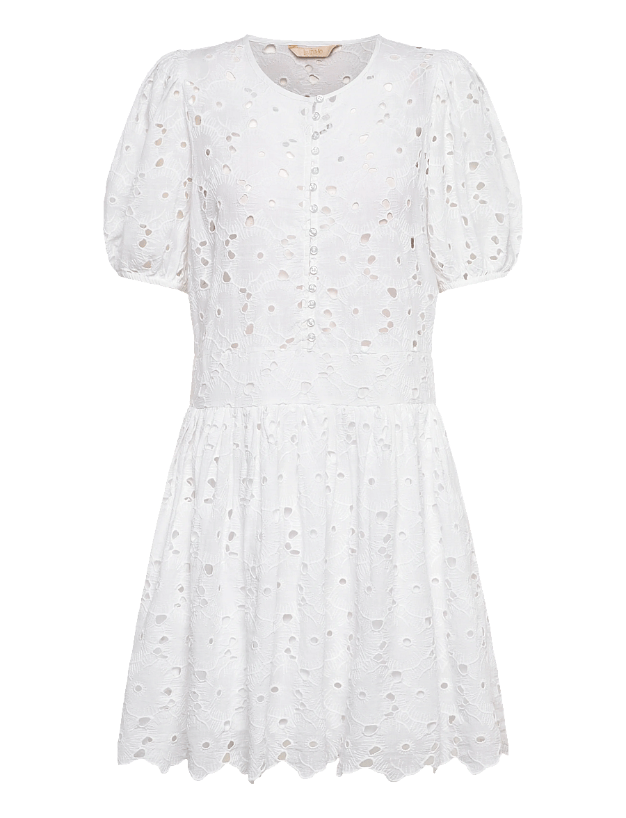 by Ti Mo - Broderie Anglaise Puffed Dress - konfirmation - 1-white - 1