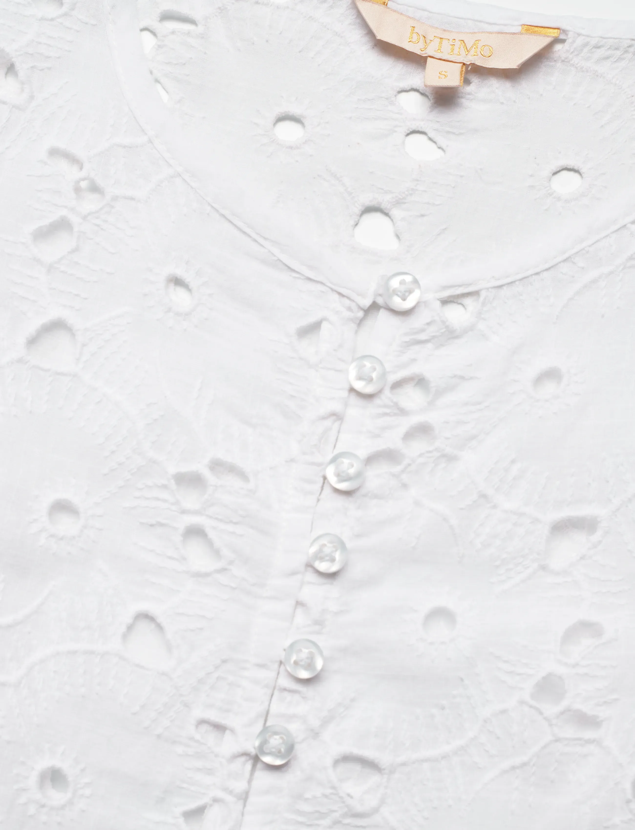 by Ti Mo - Broderie Anglaise Puffed Dress - konfirmation - 1-white - 5