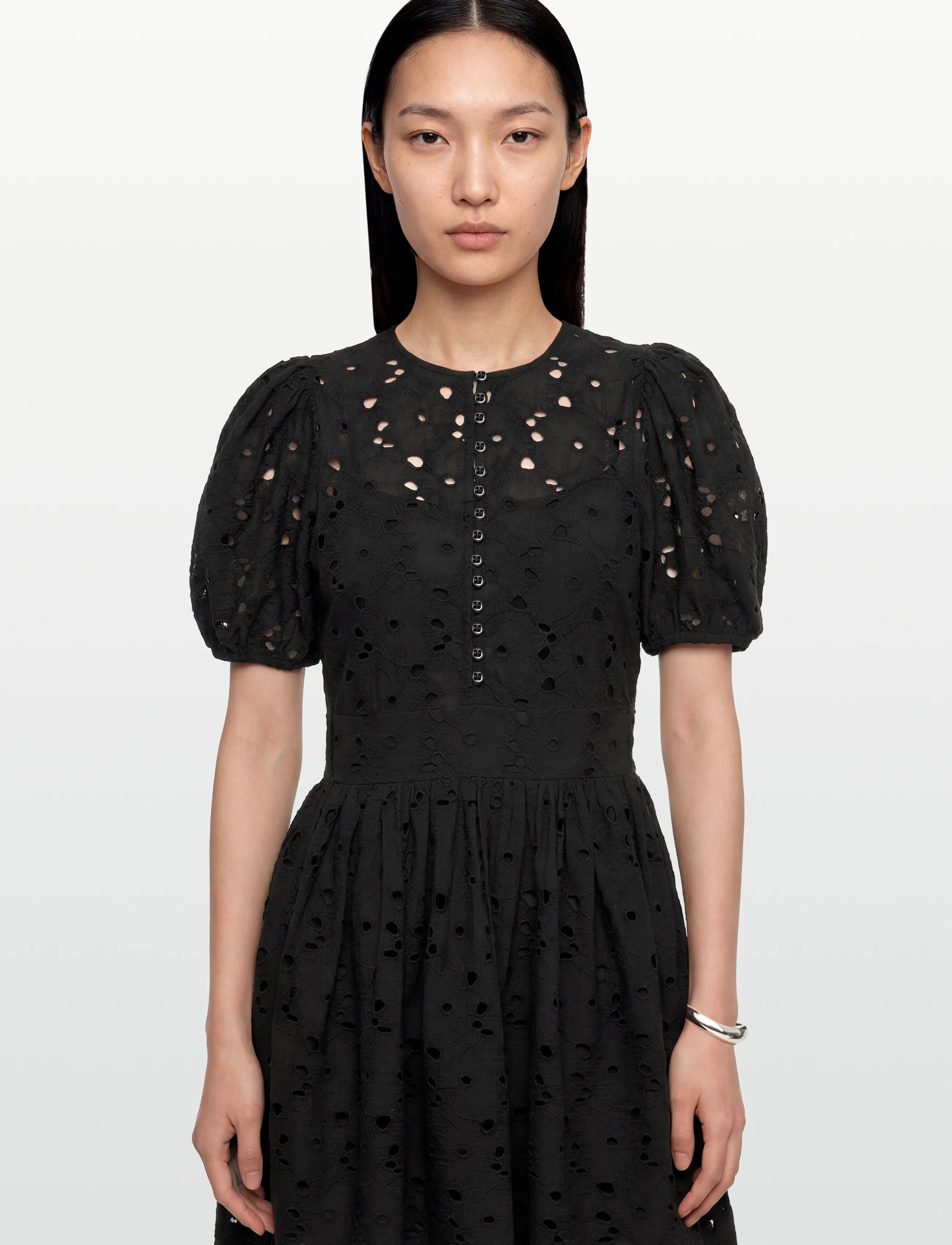 by Ti Mo - Broderie Anglaise Puffed Dress - konfirmationstøj - 99-black - 3
