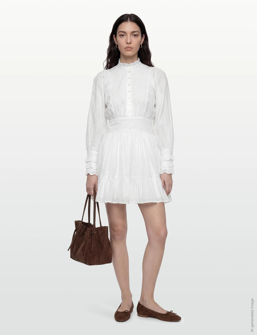 by Ti Mo - Cotton Slub Mini Dress - konfirmation - 1-white - 0