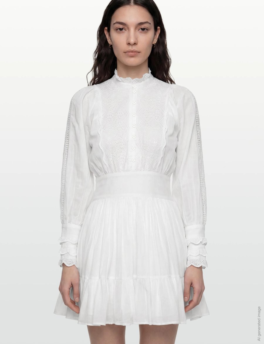 by Ti Mo - Cotton Slub Mini Dress - konfirmation - 1-white - 5