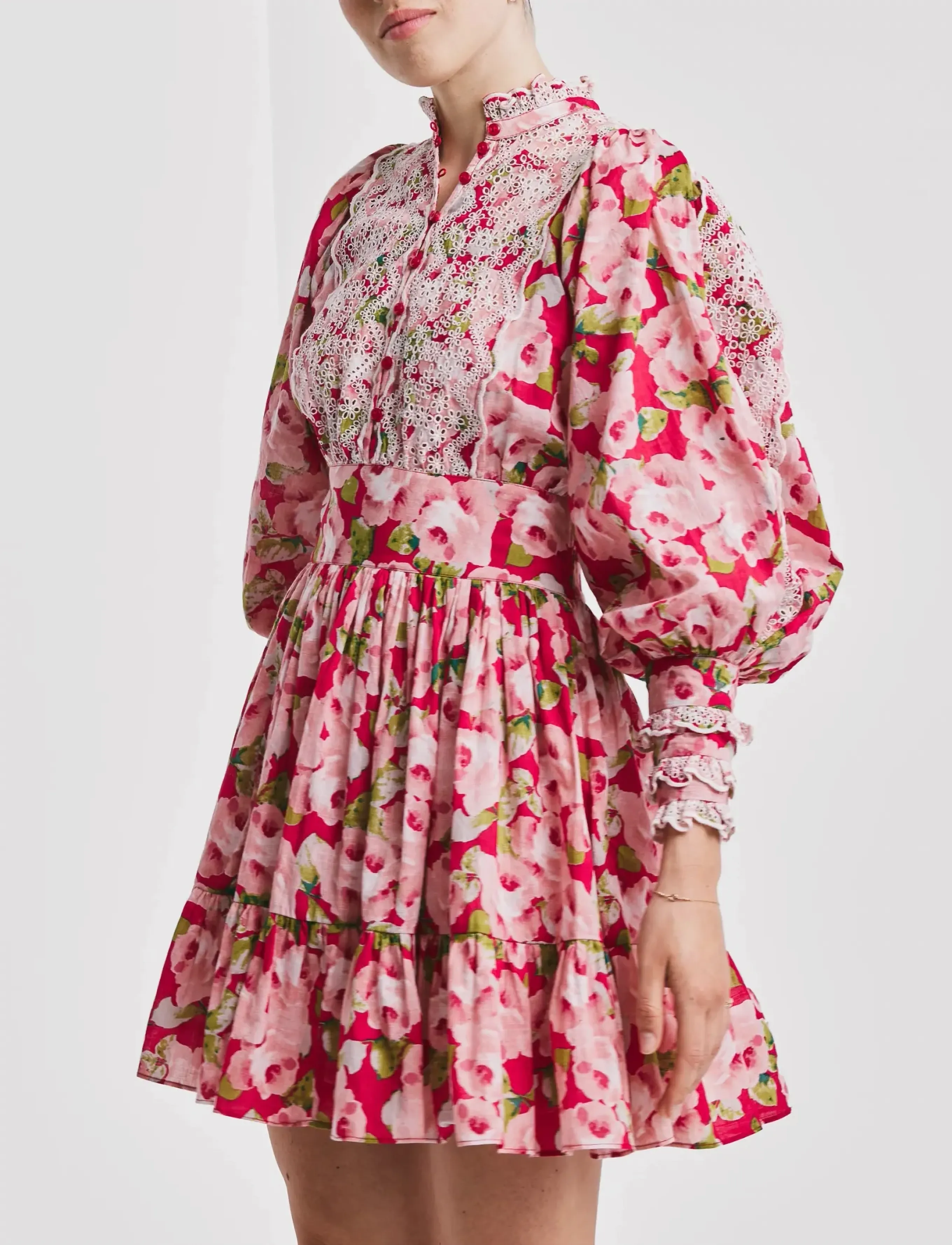 by Ti Mo Cotton Slub Mini Dress - Konfirmationstøj - 601-ROMACE / pink/rose