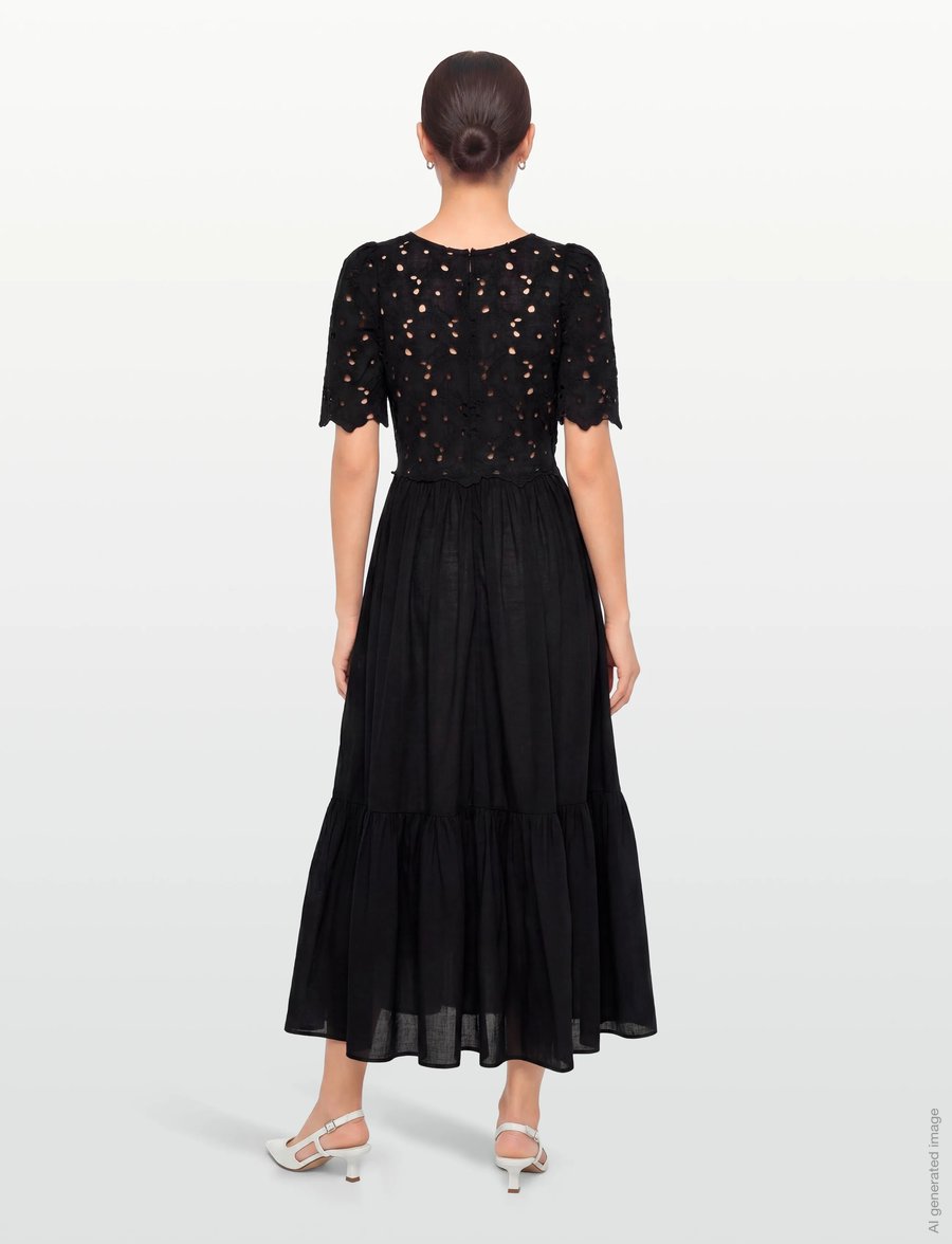 by Ti Mo - Broderie Anglaise Maxi Dress - maxi dresses - 99-black - 4