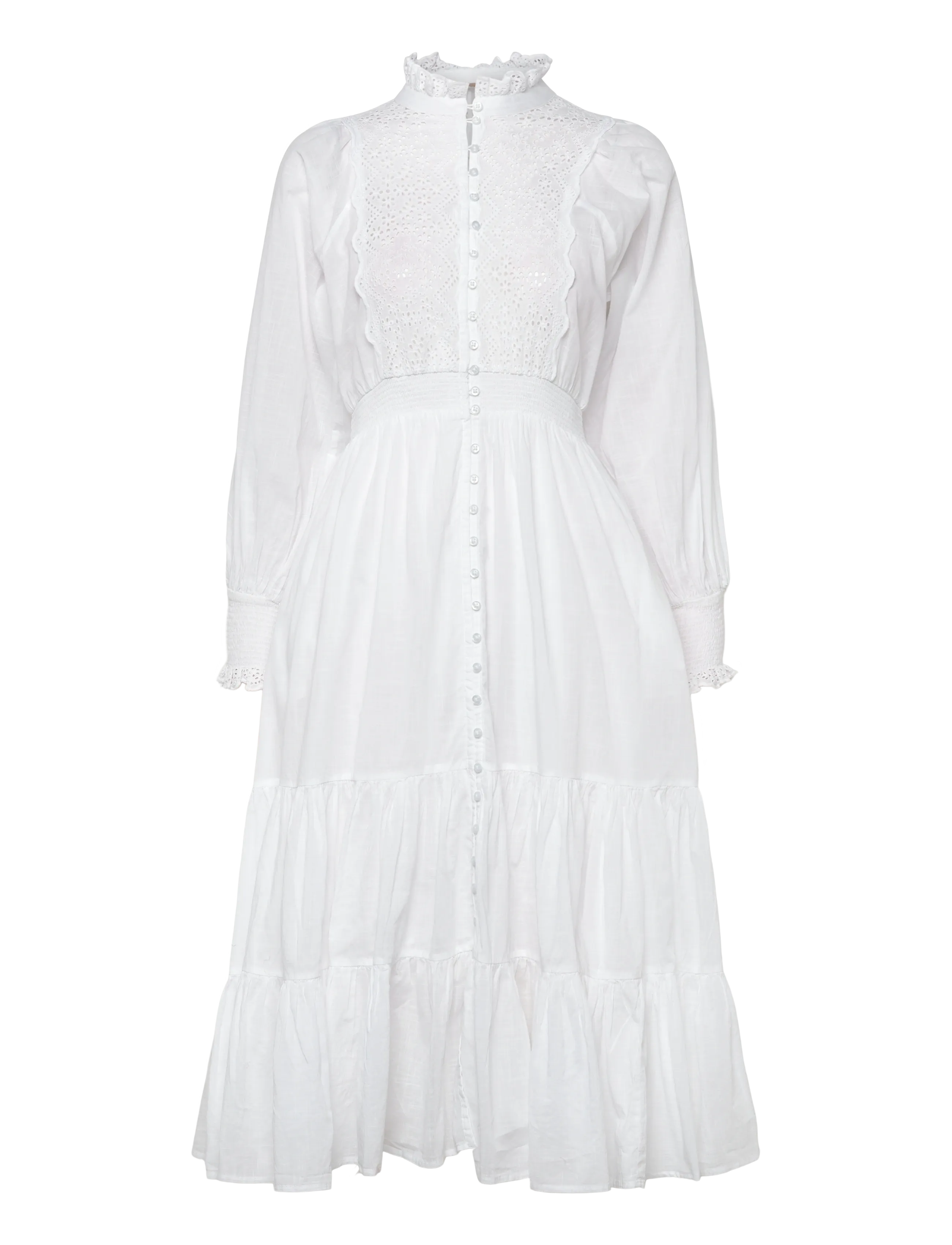 by Ti Mo - Cotton Slub Midi Dress - konfirmationstøj - 1-white - 1