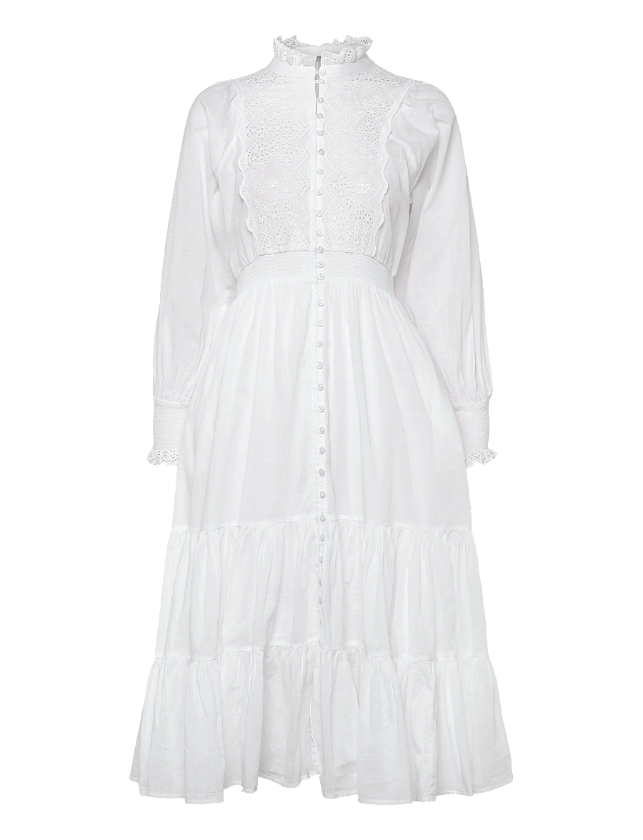 by Ti Mo - Cotton Slub Midi Dress - konfirmationstøj - 1-white - 1