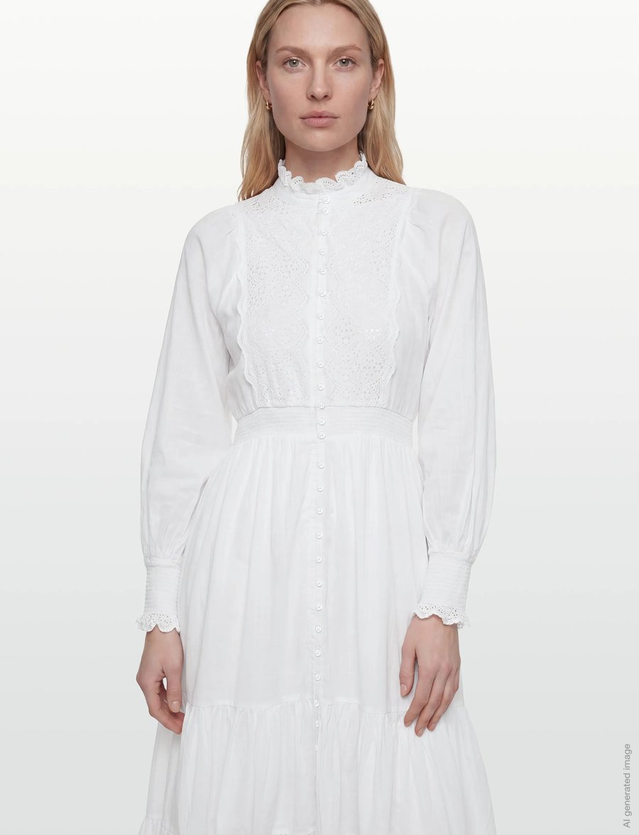 by Ti Mo - Cotton Slub Midi Dress - konfirmationstøj - 1-white - 3