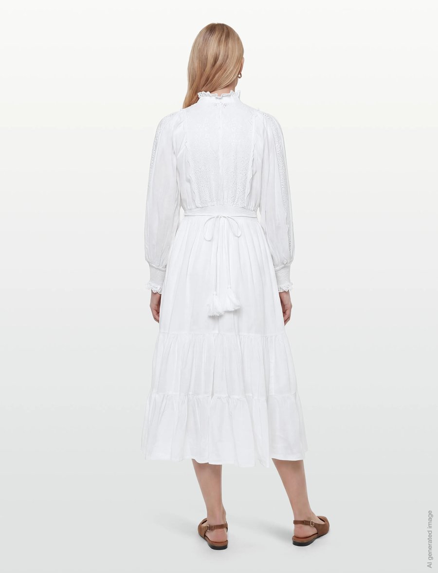 by Ti Mo - Cotton Slub Midi Dress - konfirmationstøj - 1-white - 4