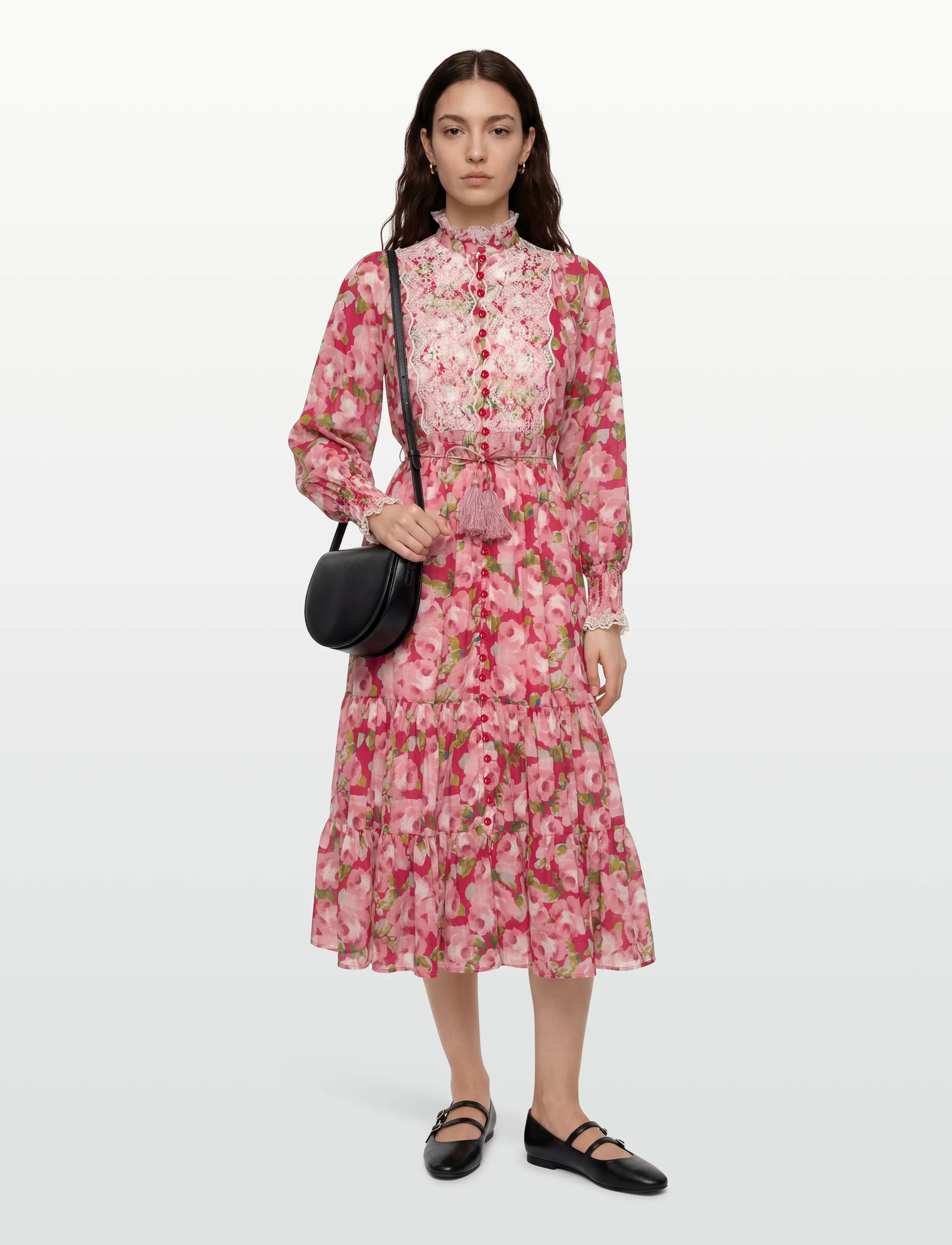 by Ti Mo Cotton Slub Midi Dress, S, Dresses, Rot - Knee-length & Midi, Frauen